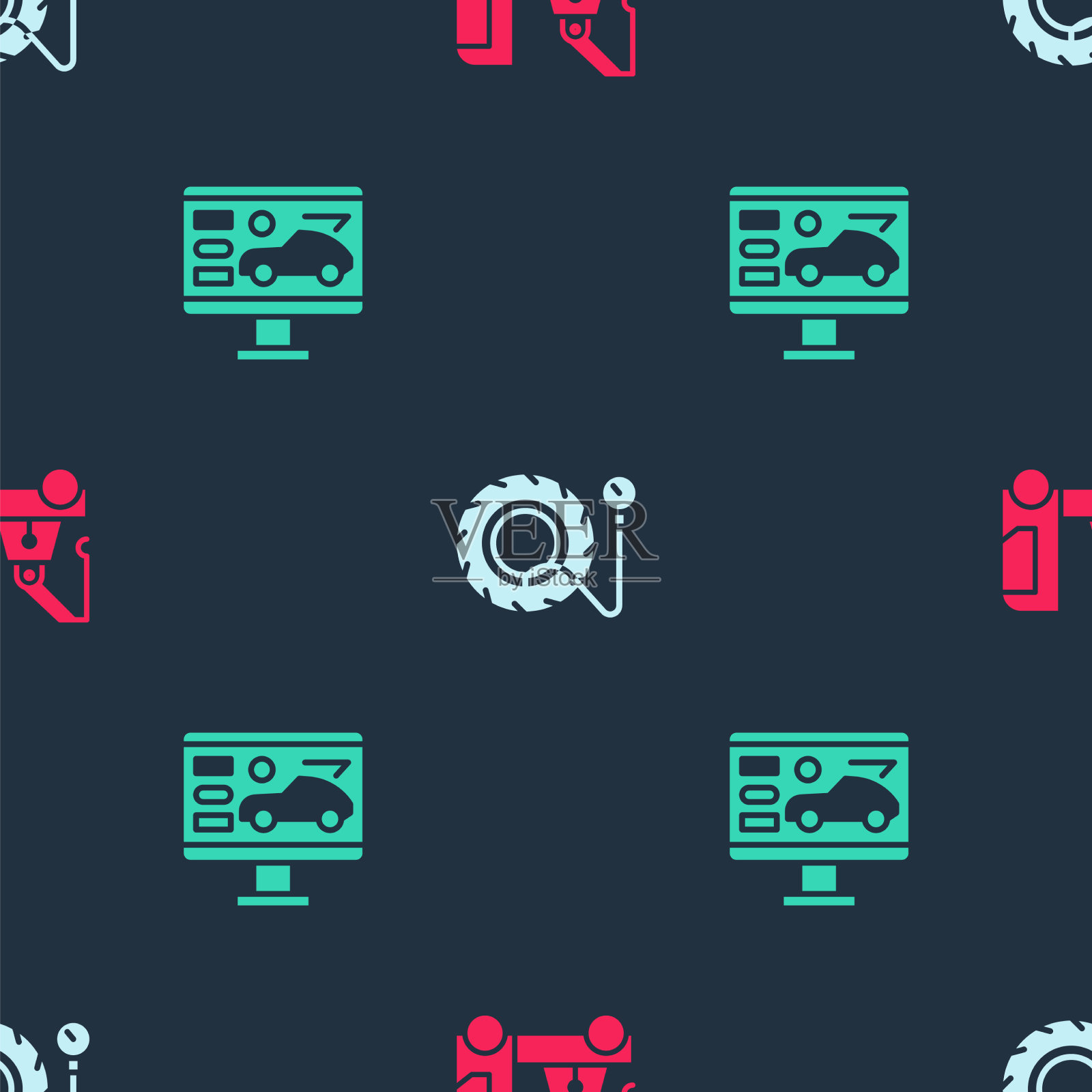 设置拖车轮胎压力表和诊断图标素材