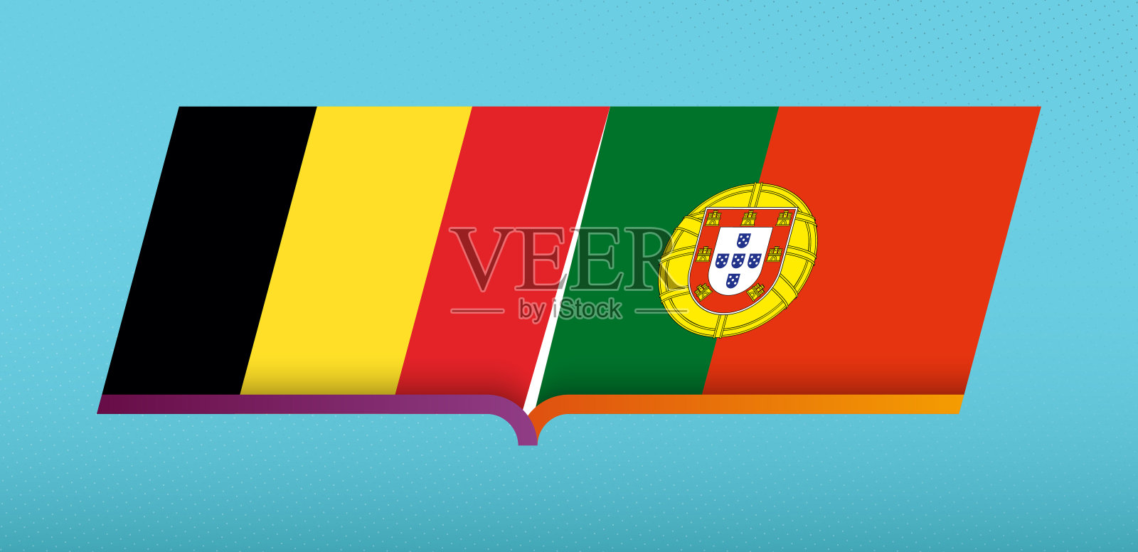 足球偶像比利时对葡萄牙在足球比赛。插画图片素材