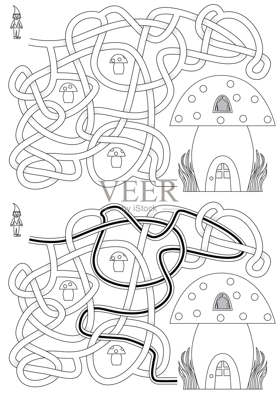 Gnome迷宫插画图片素材