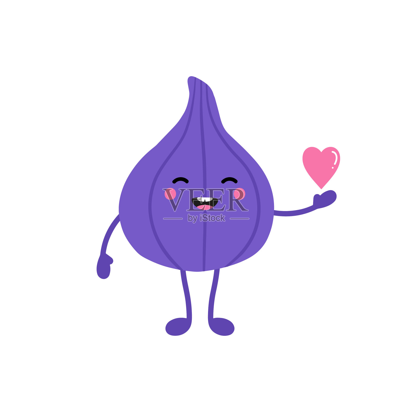 无花果果品手捧粉红心插画图片素材