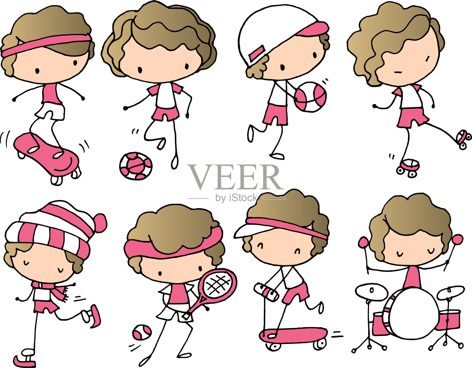 矢量卡通男孩玩系列设计元素图片