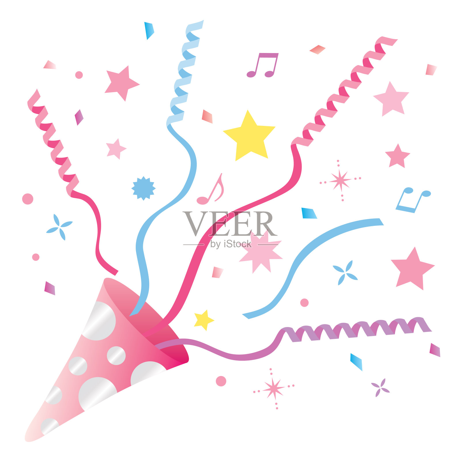 粉色派对爆竹的插图设计元素图片