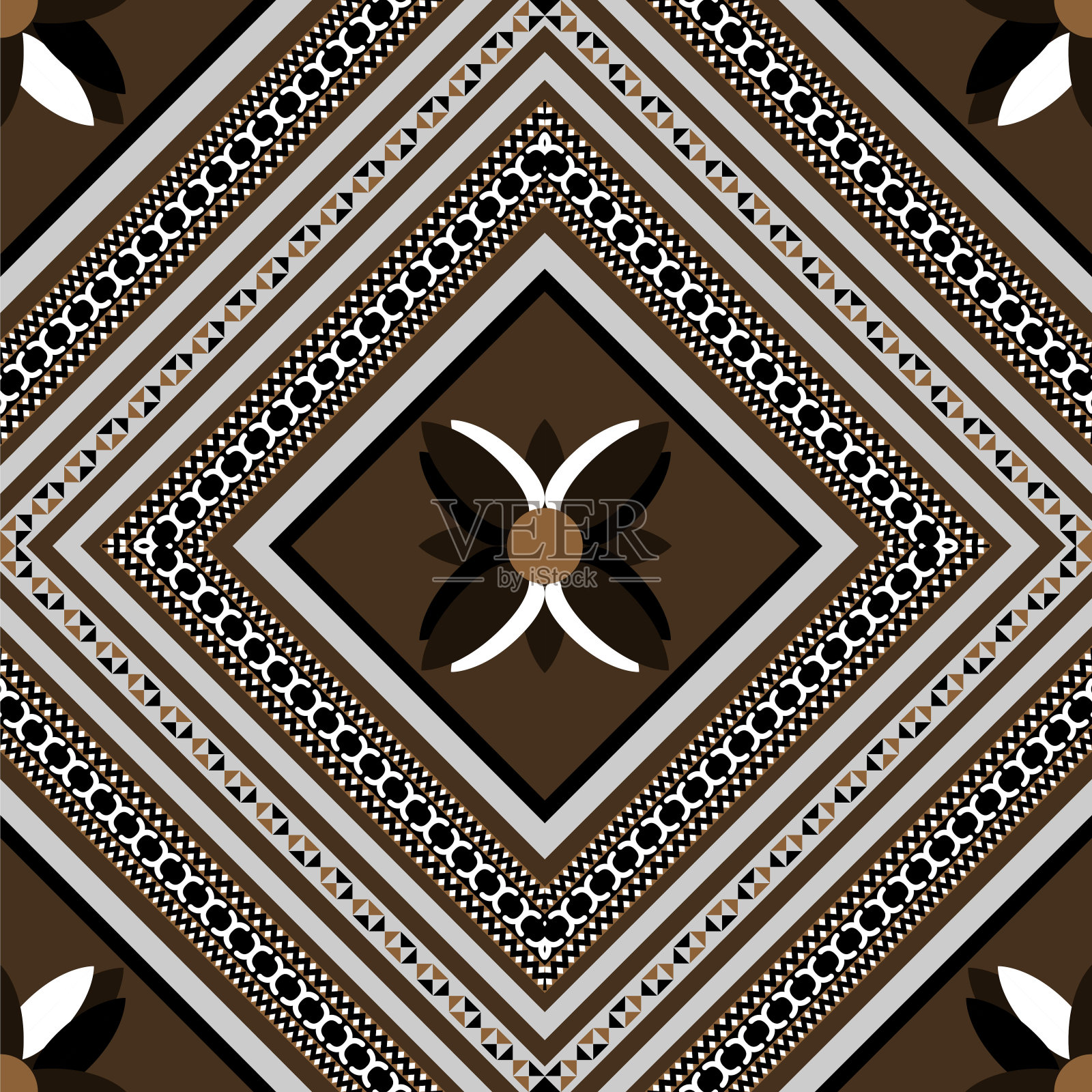 织物棕花图案在纺织品和布料等高档设计插画图片素材