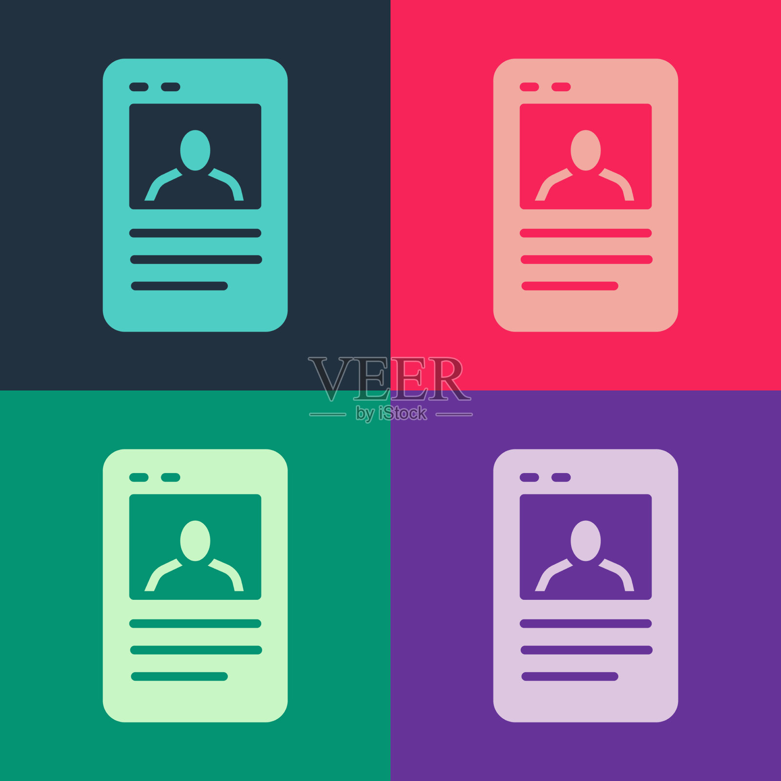 波普艺术棒球卡图标孤立的颜色图标素材