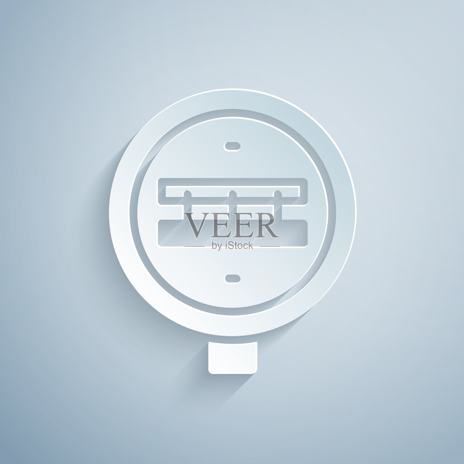 剪纸铁路十字路口图标孤立在灰色图标素材