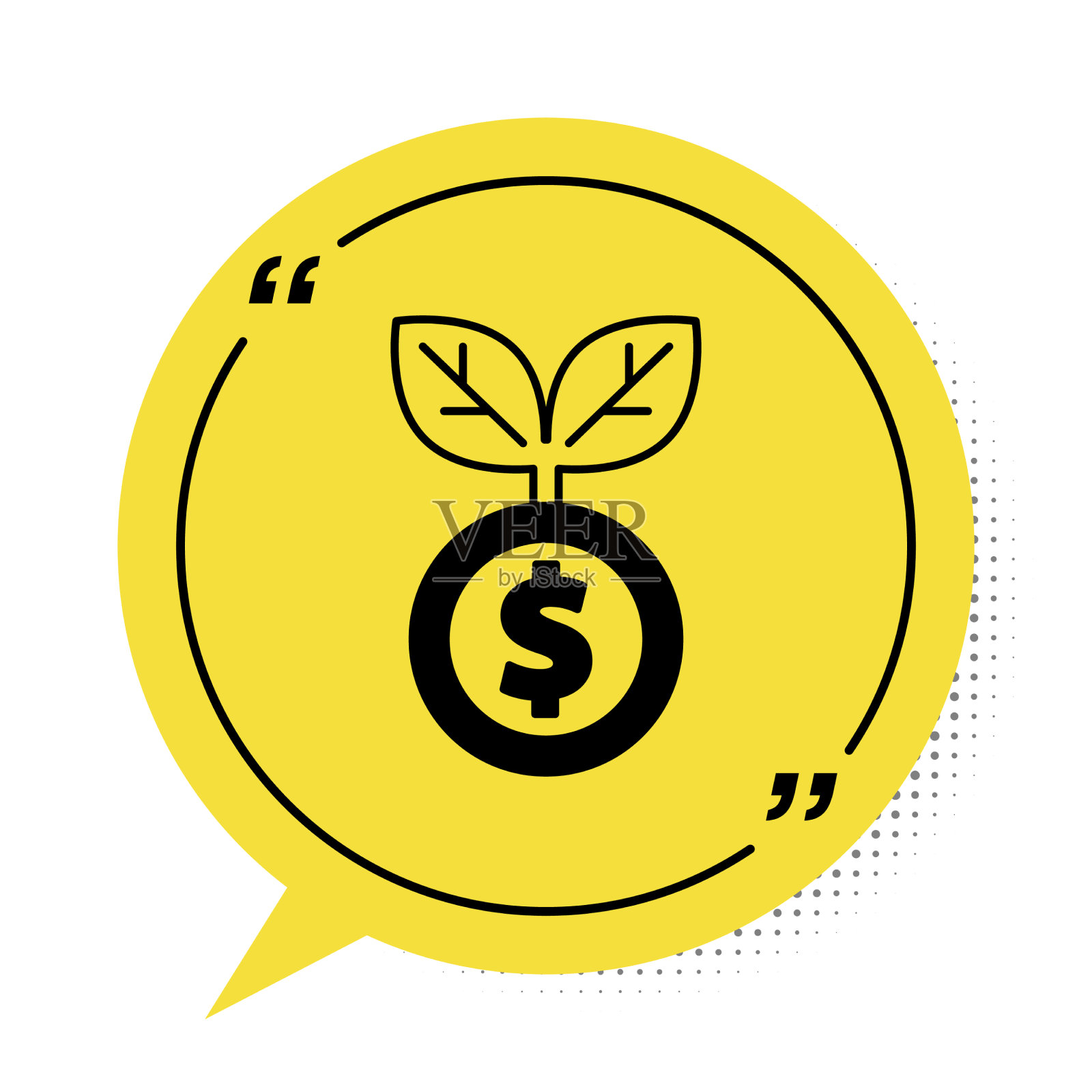 黑色美元植物图标孤立在白色插画图片素材