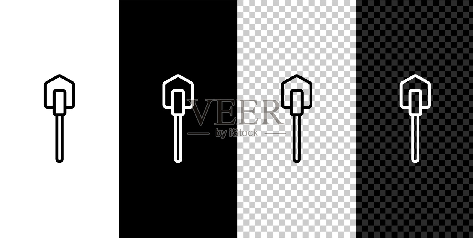 设置线铲图标隔离在黑色和白色图标素材