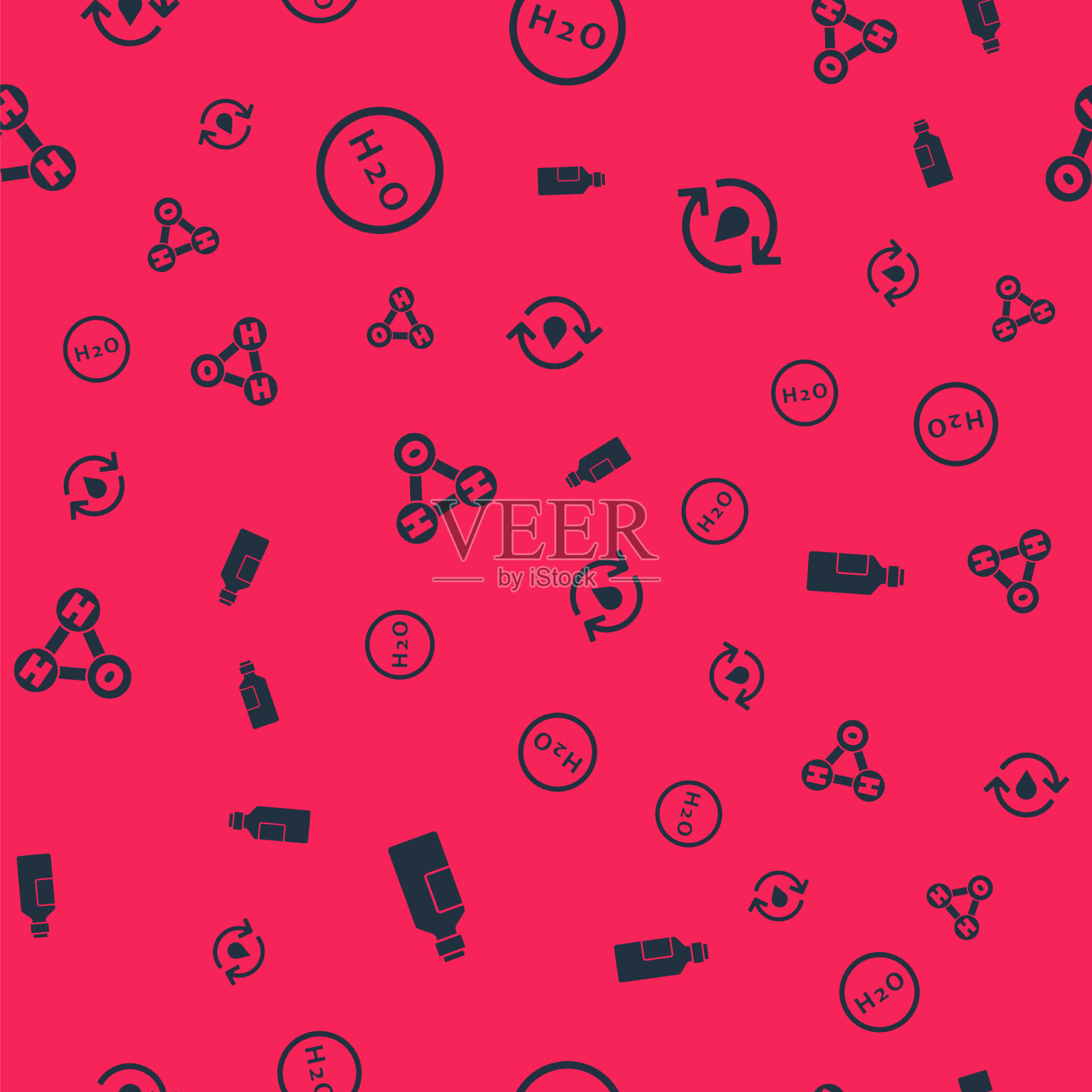 设定瓶装水的化学式为h2o和图标素材