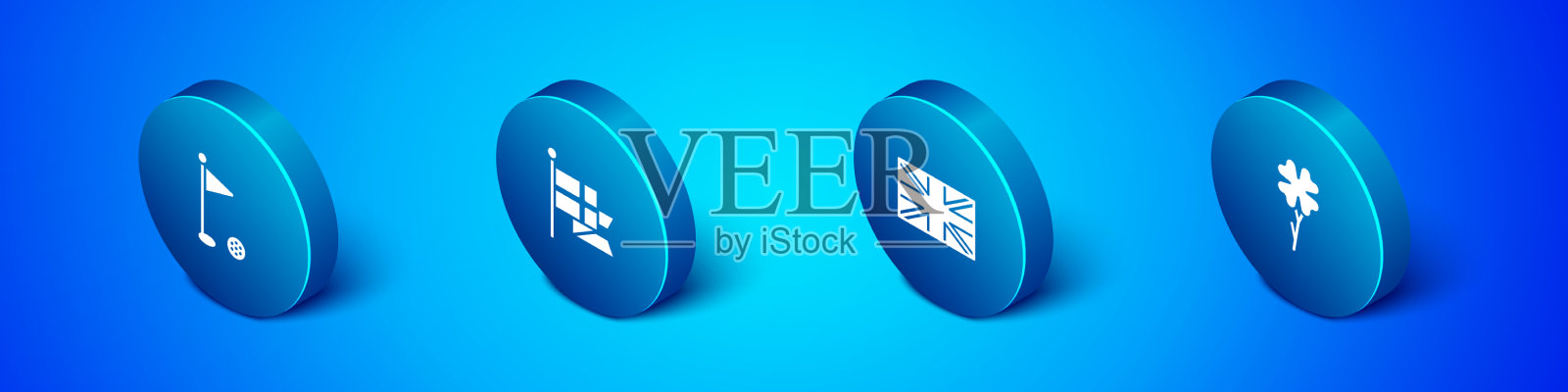 设置等距高尔夫旗旗英国图标素材