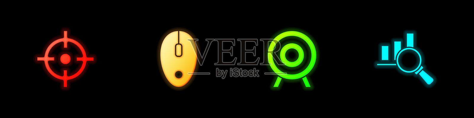 设定目标运动电脑鼠标和放大图标素材