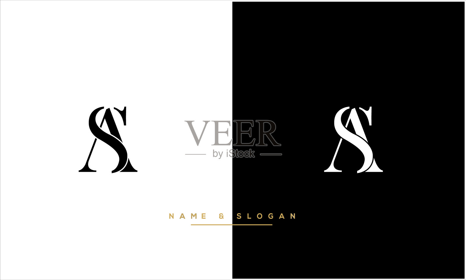 SA，作为抽象字母标志的交织字母设计元素图片