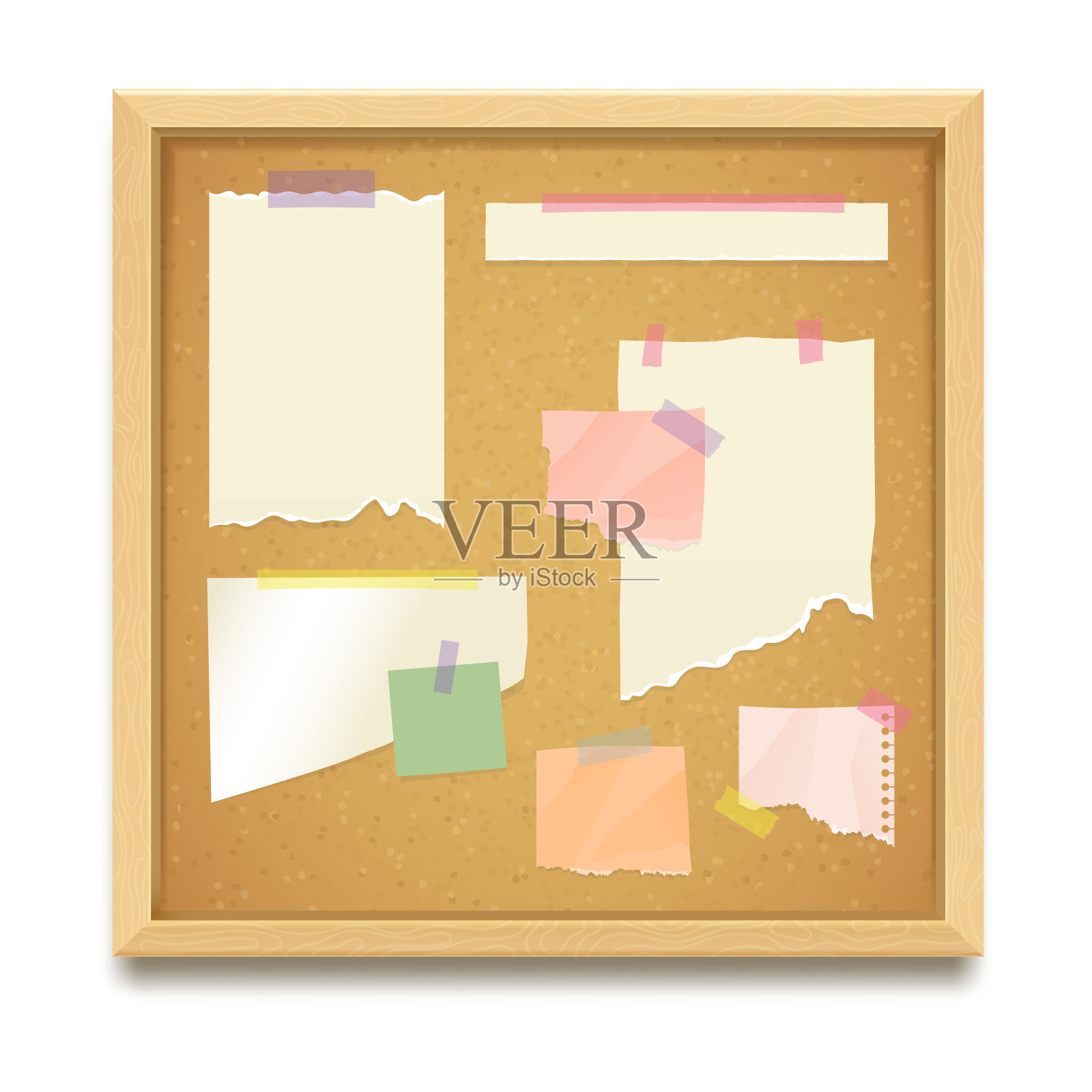 软木板或公告板，现实的矢量模型插画图片素材