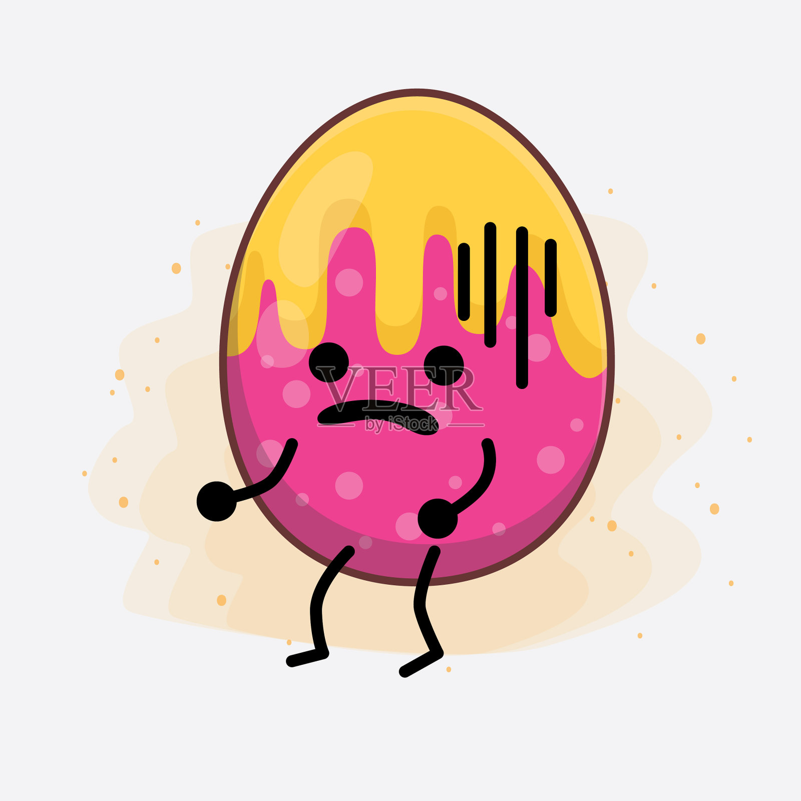 复活节彩蛋可爱的人物与简单的脸手插画图片素材