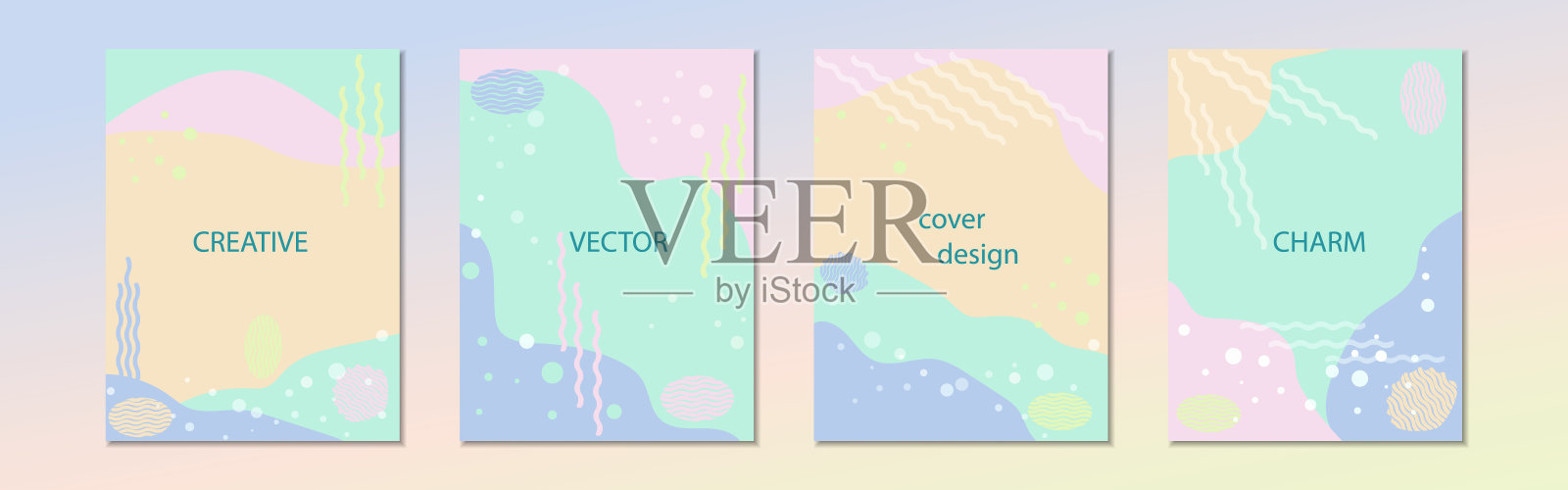 一组抽象的夏季海背景插画图片素材