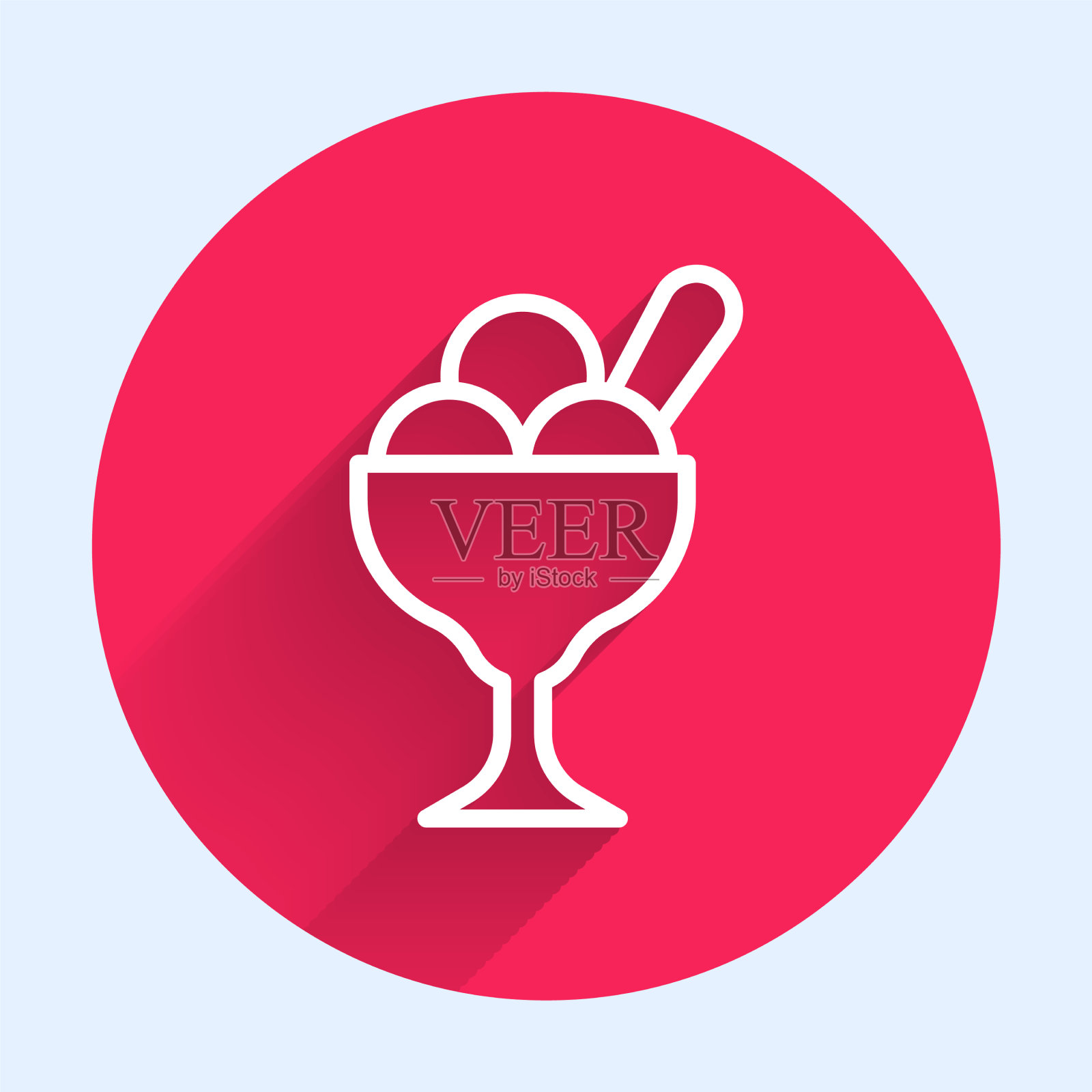 白线冰淇淋在碗图标孤立插画图片素材