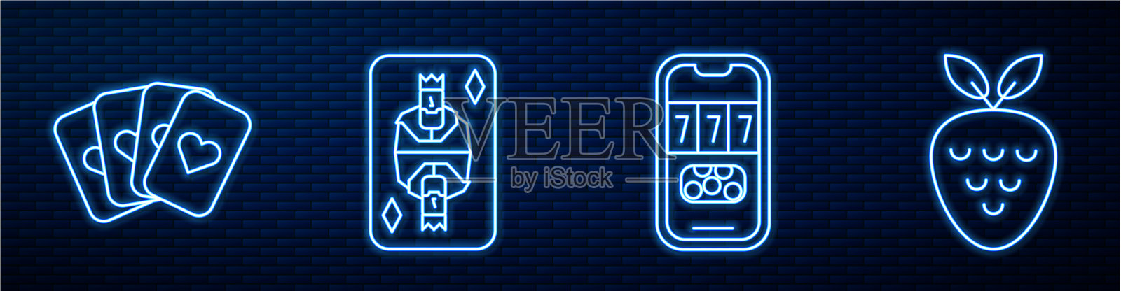 设置线赌场扑克比赛邀请甲板插画图片素材