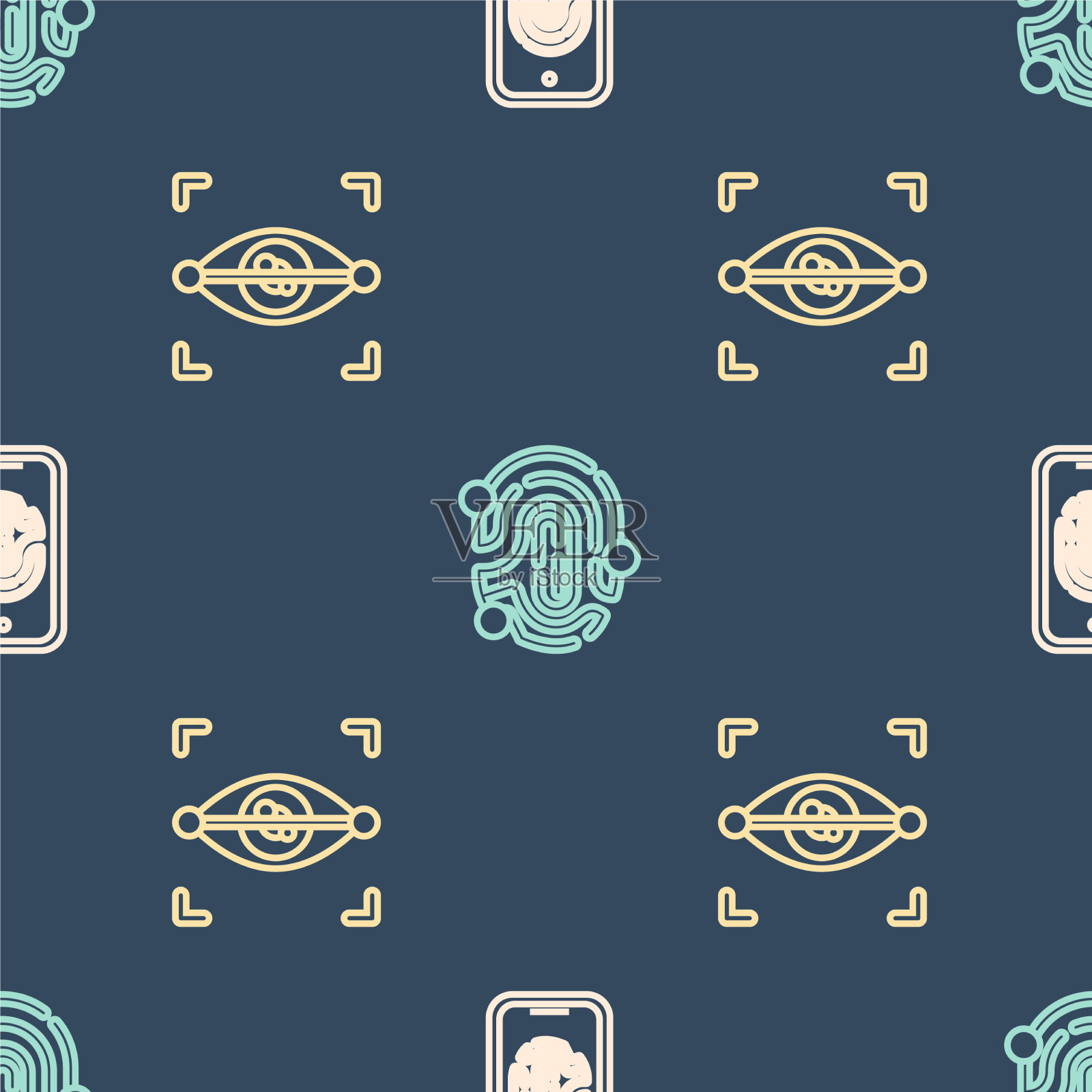 设行移动指纹扫描眼和图标素材