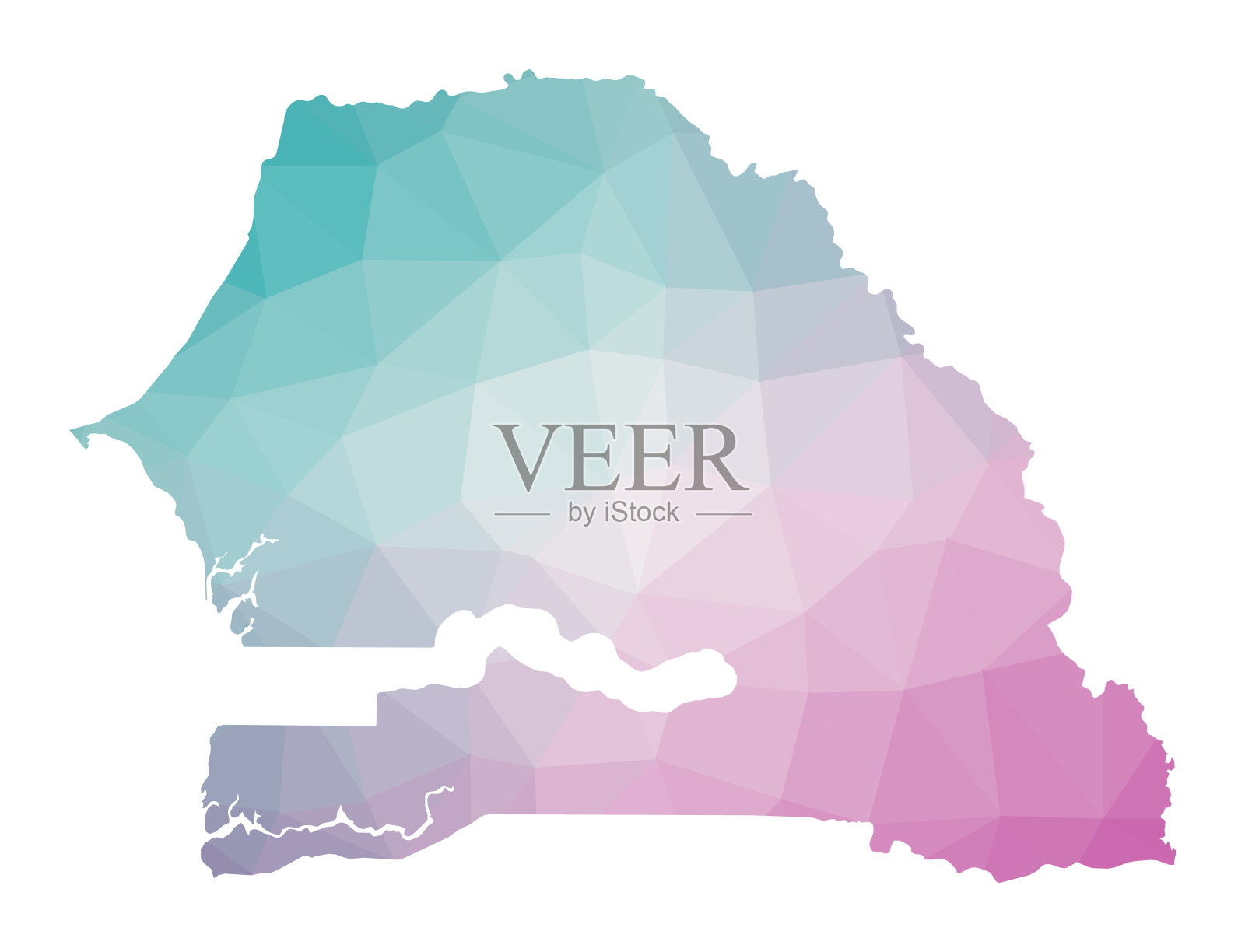 塞内加尔的多边形地图。插画图片素材