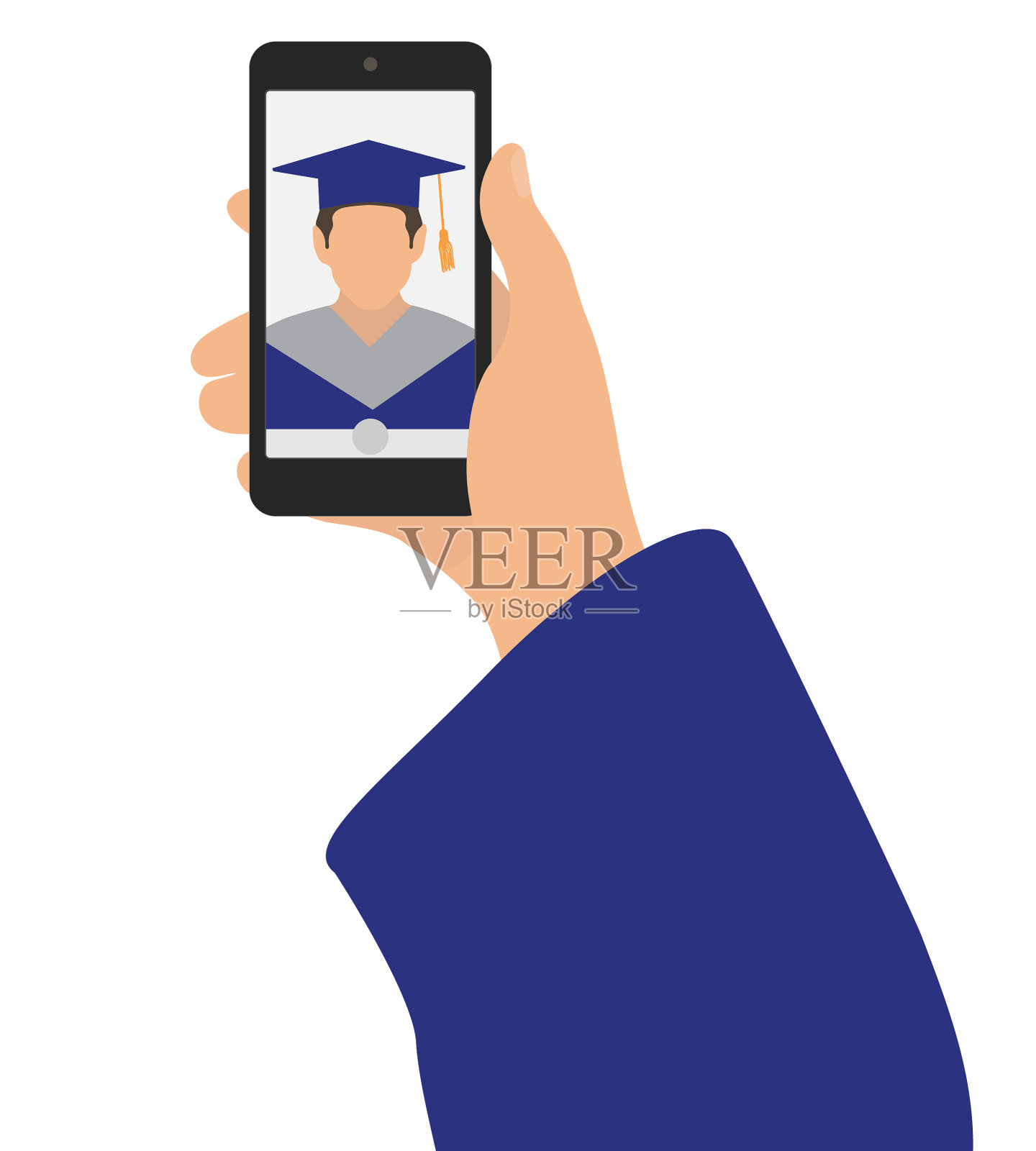 自拍照片毕业生手和手机插画图片素材