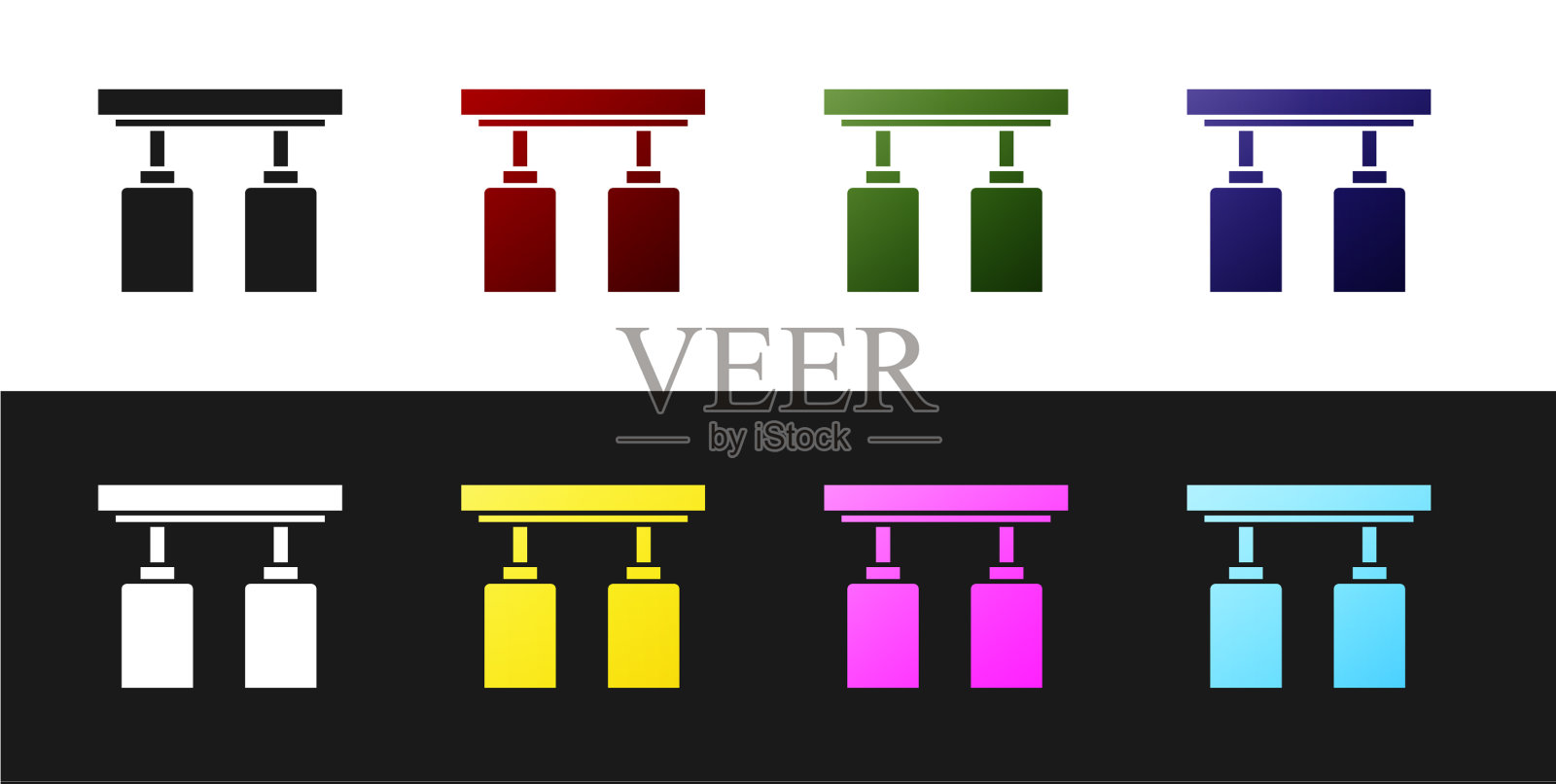 设置led轨道灯和聚光灯灯图标素材
