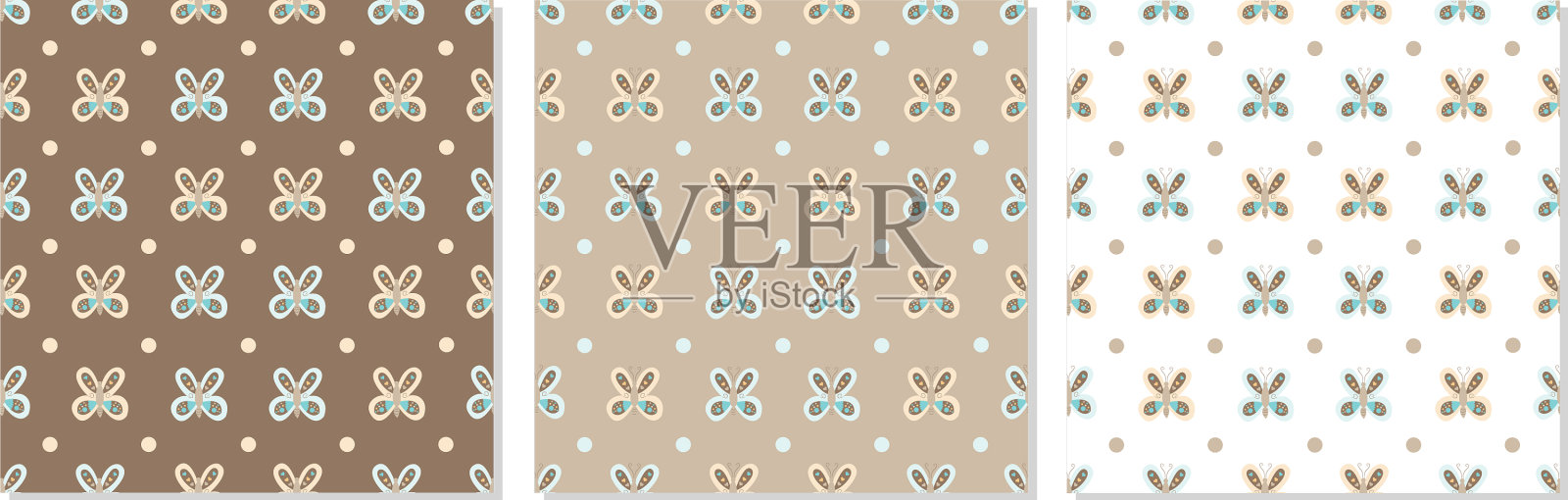 浅色背景上的蝴蝶图案插画图片素材