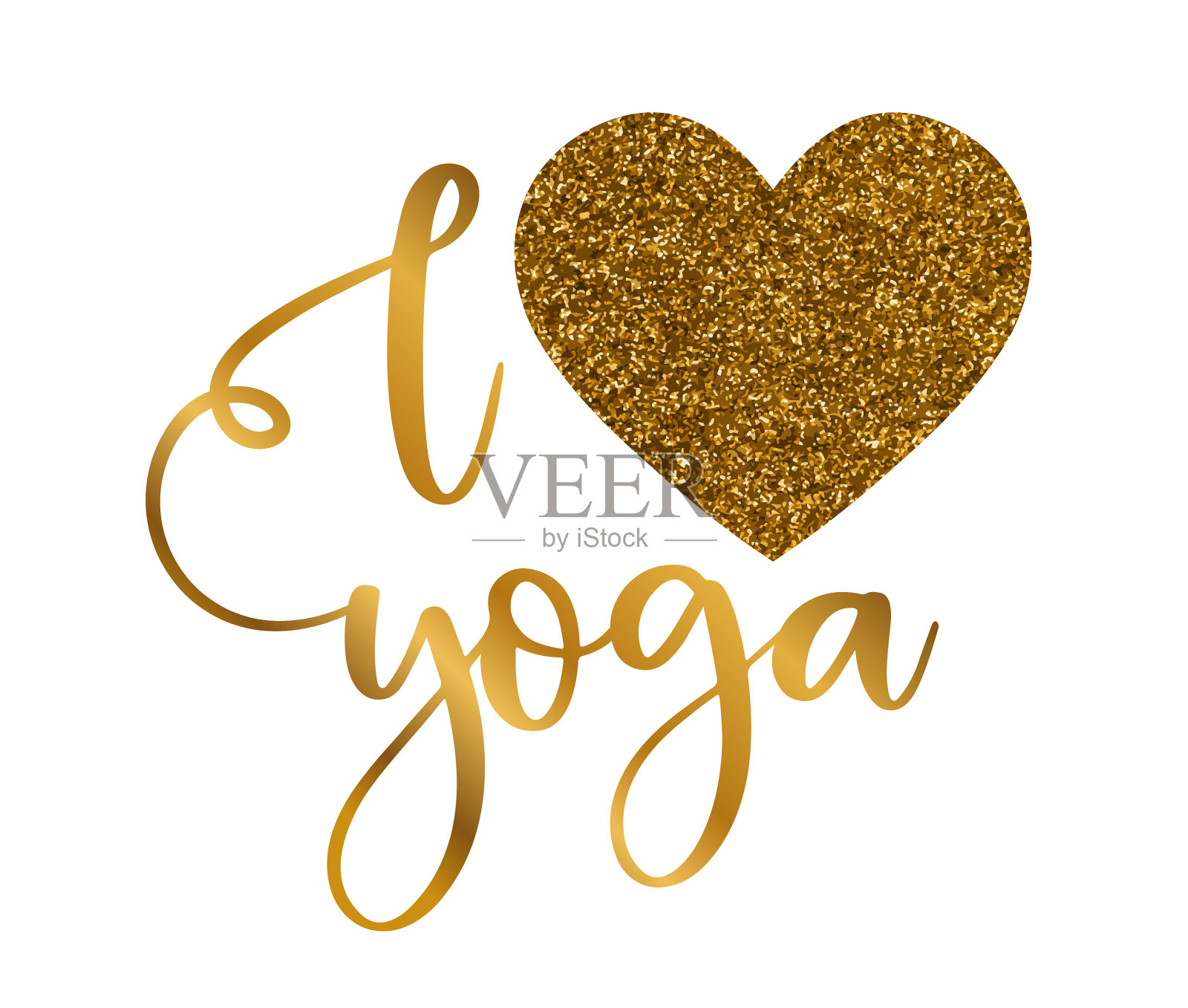 我爱瑜伽概念金字排印设计元素图片