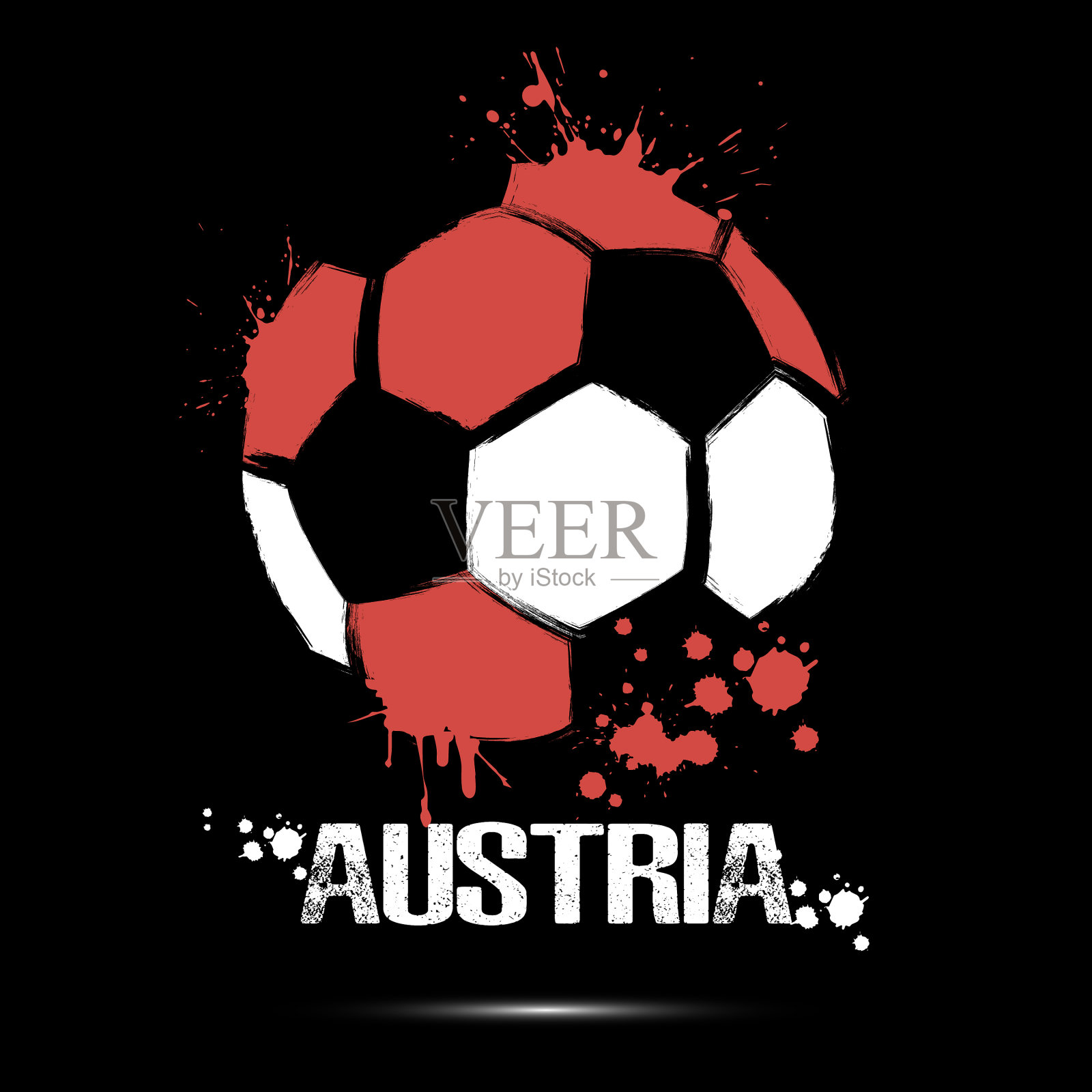带有奥地利国旗颜色的足球插画图片素材