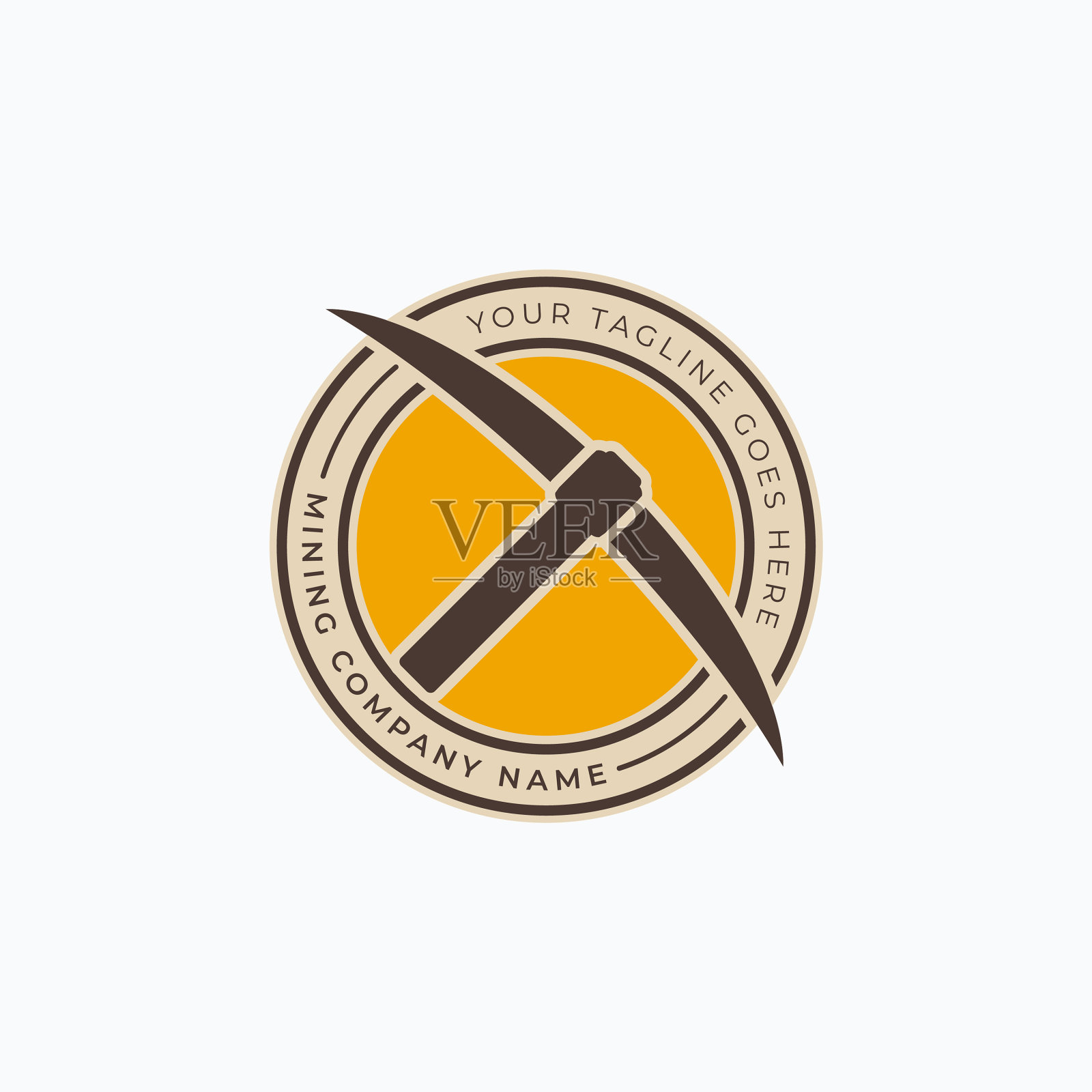 彩采鹤嘴锄在一圈vintage插画图片素材