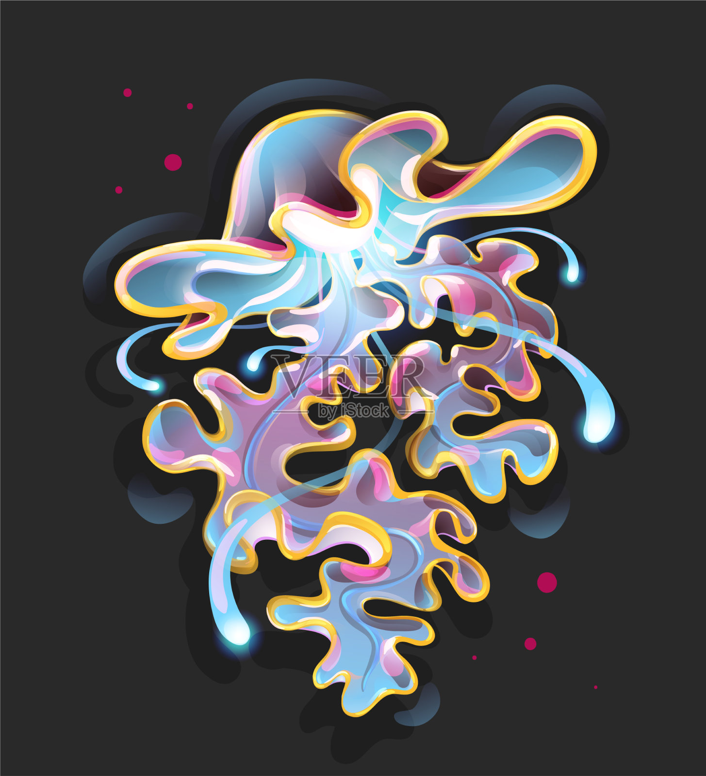 发光和彩色的风格化水母艺术插画图片素材