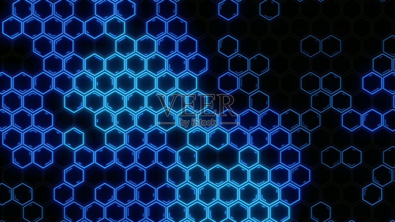 抽象的未来六边形发光霓虹灯表面，结构。住房和城市发展部。照片摄影图片
