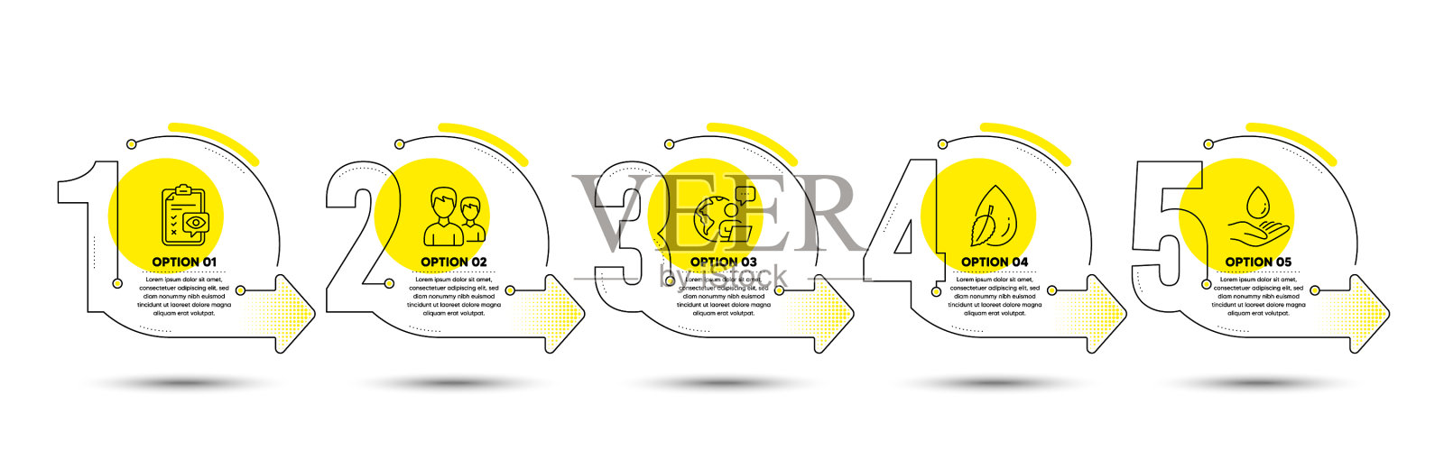 水滴夫妇和眼睛检查表图标集设计元素图片