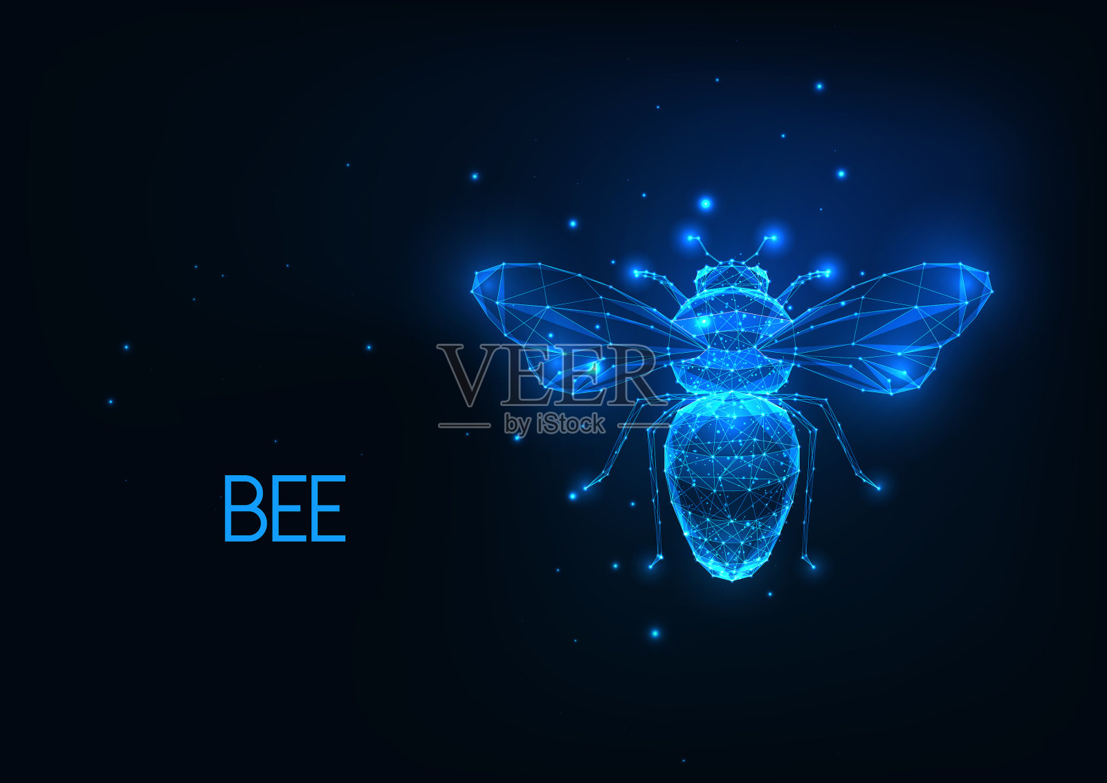 未来的发光低多边形蜜蜂插画图片素材