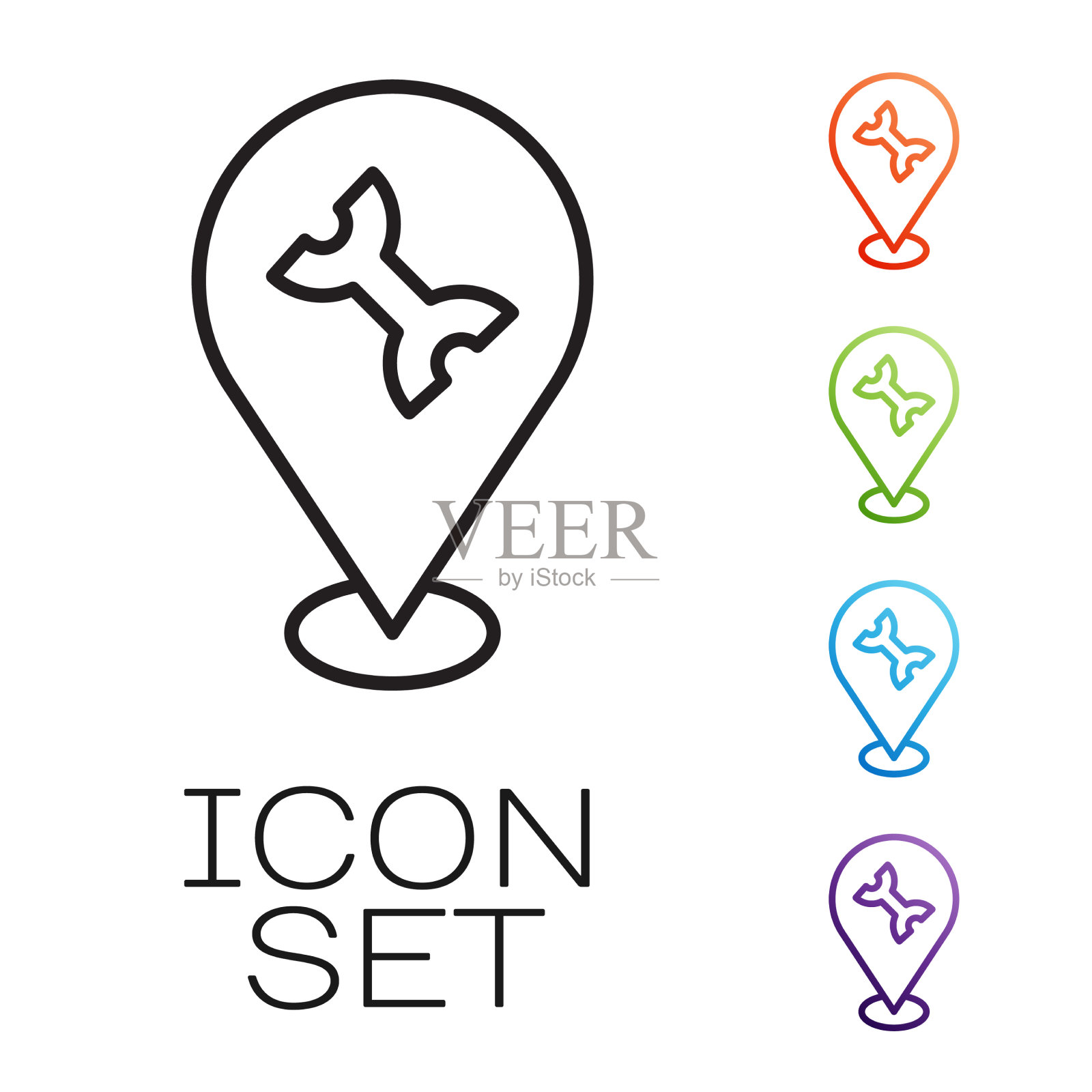 黑线车服务图标孤立在白色上图标素材