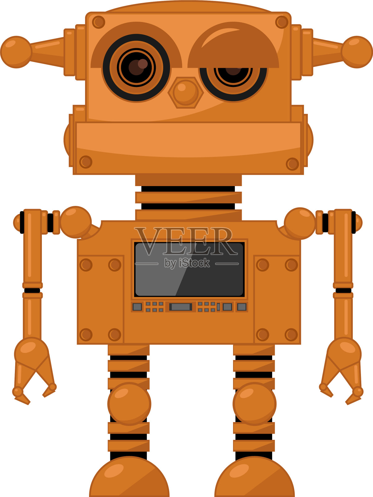 一个蒸汽朋克机器人在一个孤立的白色背景上设计元素图片