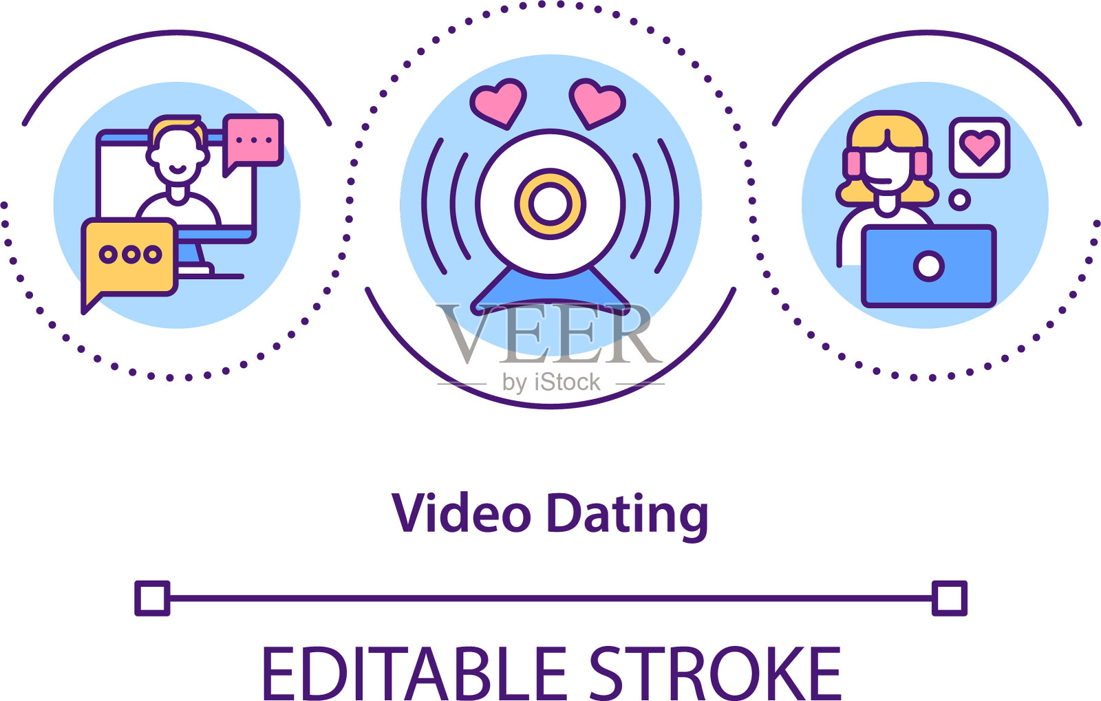 视频约会概念图标插画图片素材