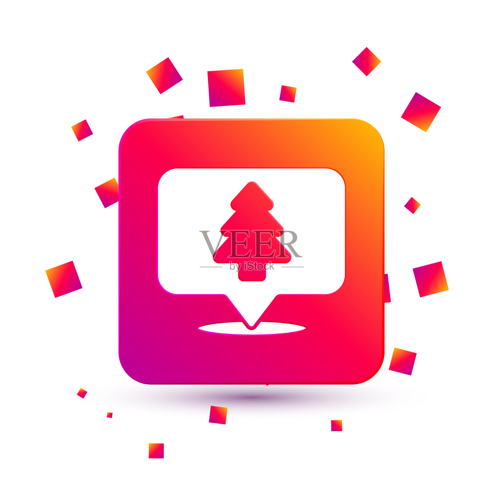 地图图标上的白色森林位置插画图片素材