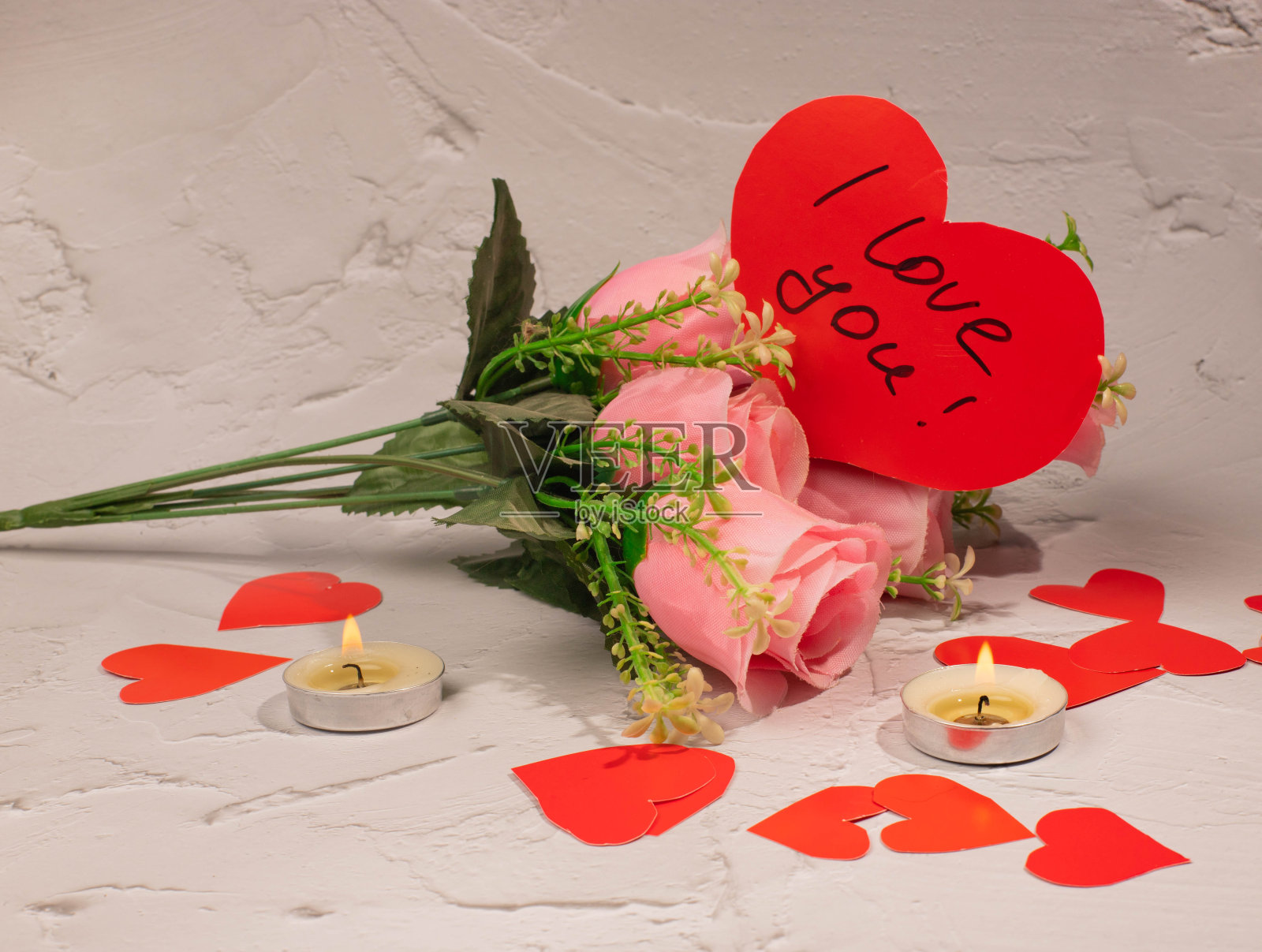 情人节，带玫瑰的爱情卡片照片摄影图片