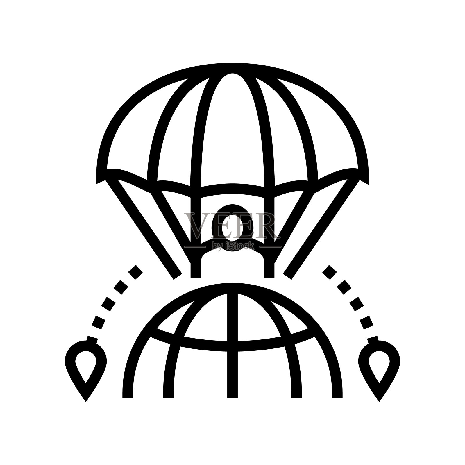 航空运动旅游线图标矢量插图插画图片素材