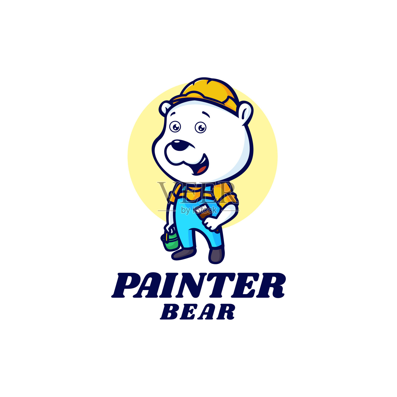 矢量插画画家熊吉祥物卡通风格。插画图片素材