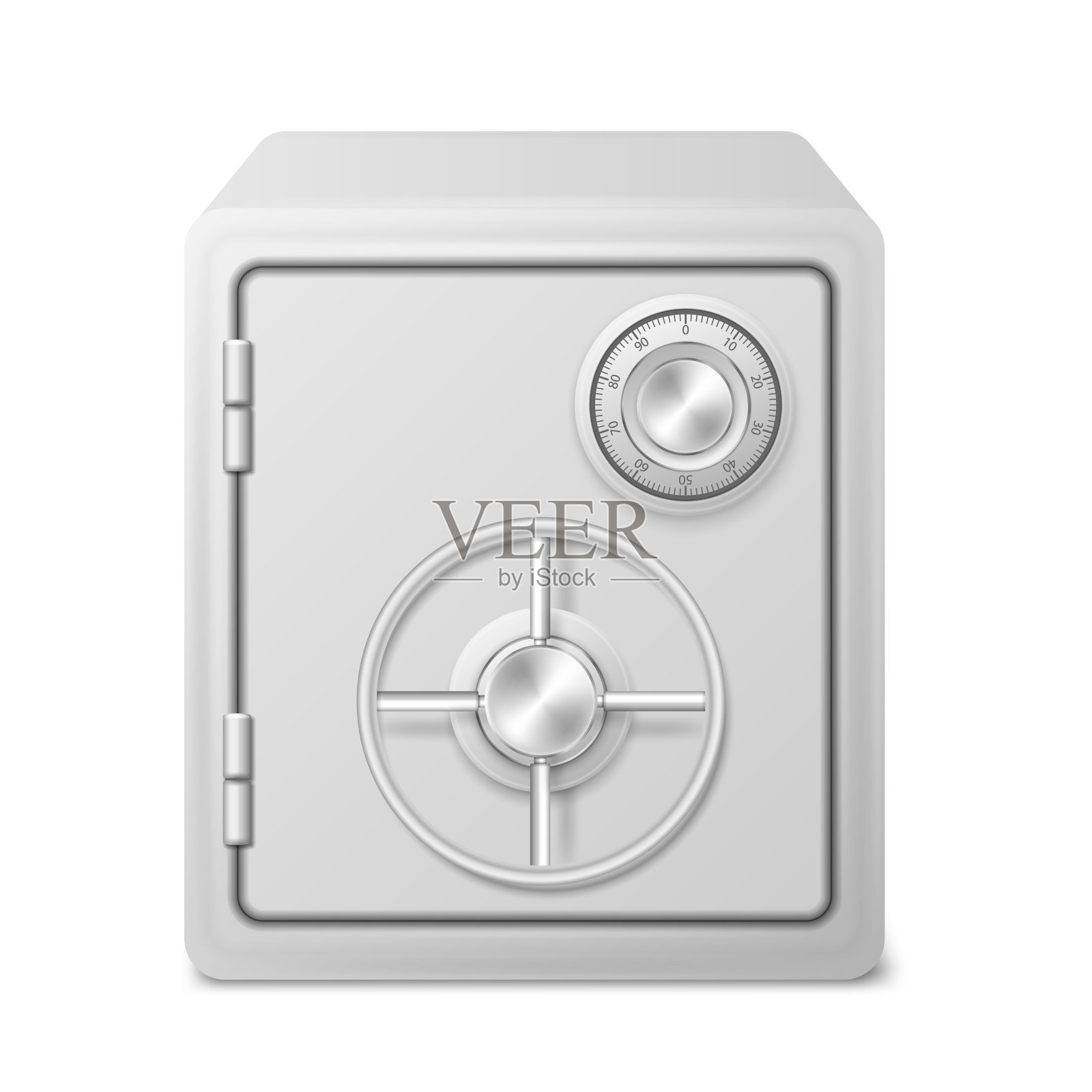 金属安全银行盒现实孤立的白色背景。矢量插图。插画图片素材