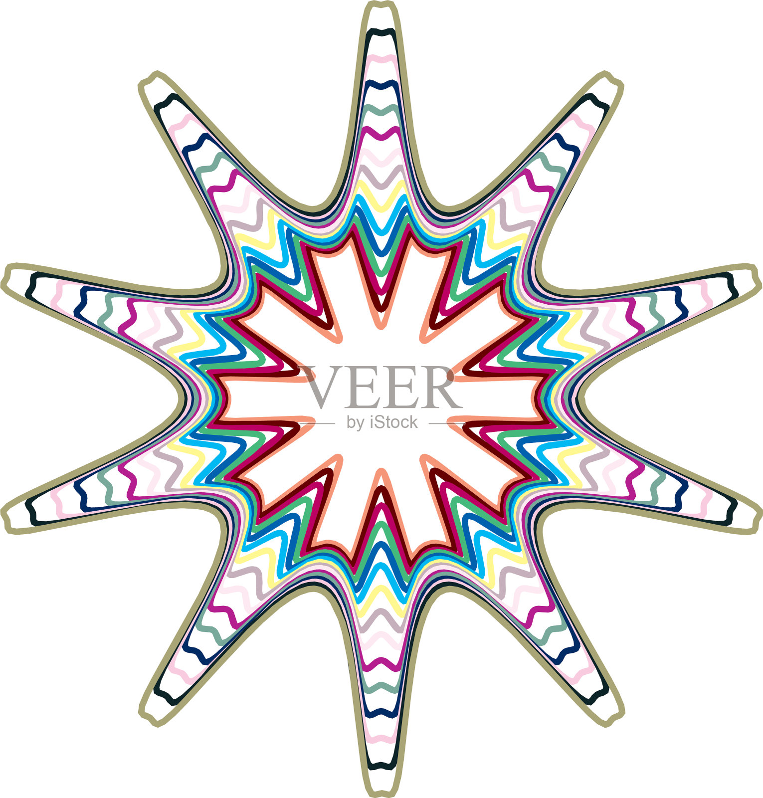 几何曼荼罗-径向圆形图案的图标插画图片素材