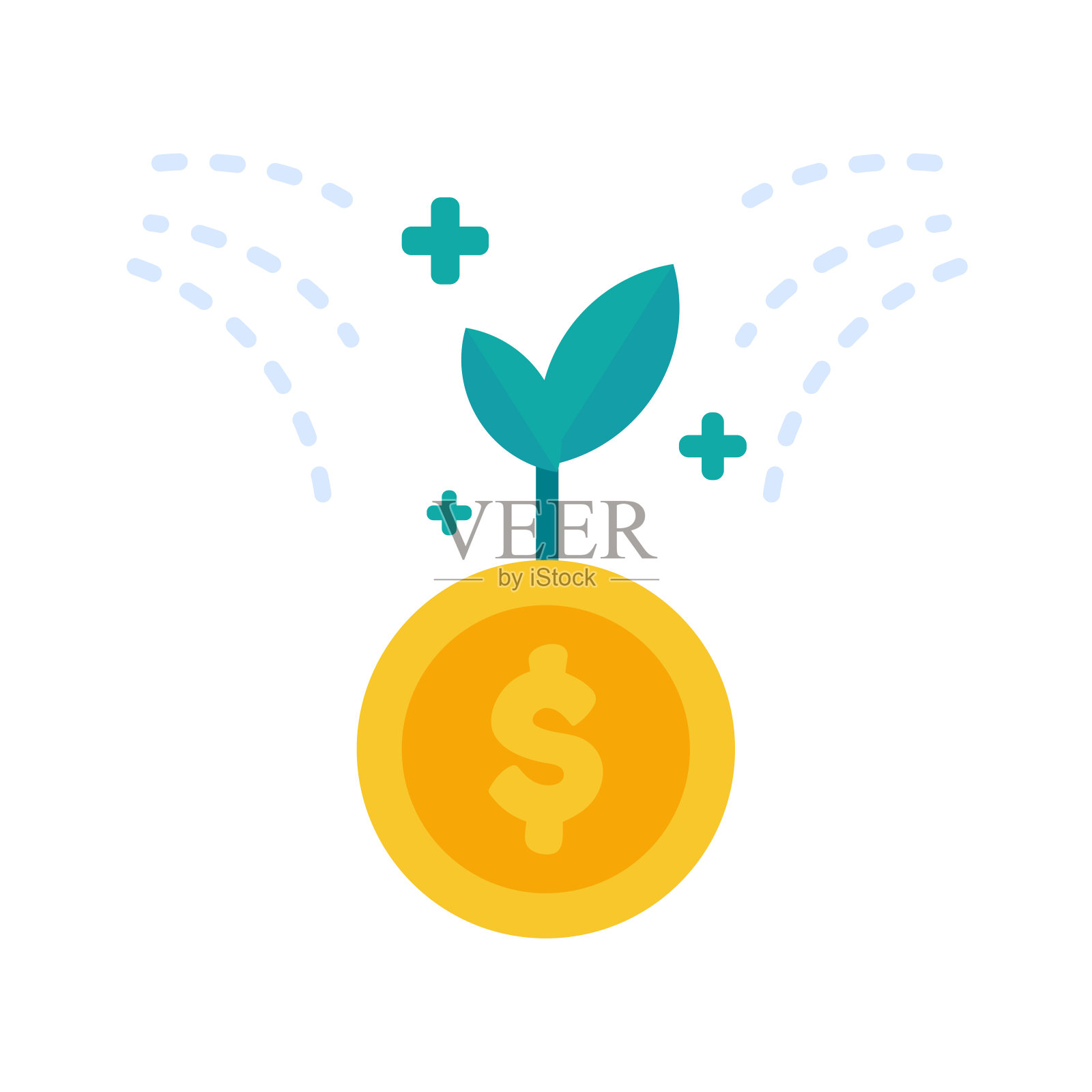 树美元硬币向量增长业务投资收入概念插画图片素材