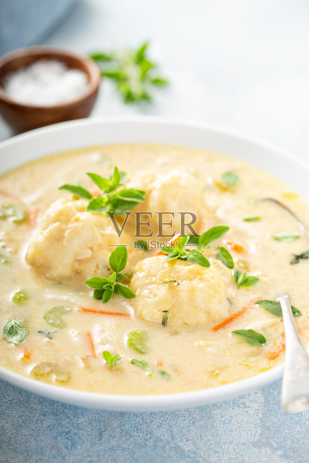 鸡肉饺子汤照片摄影图片