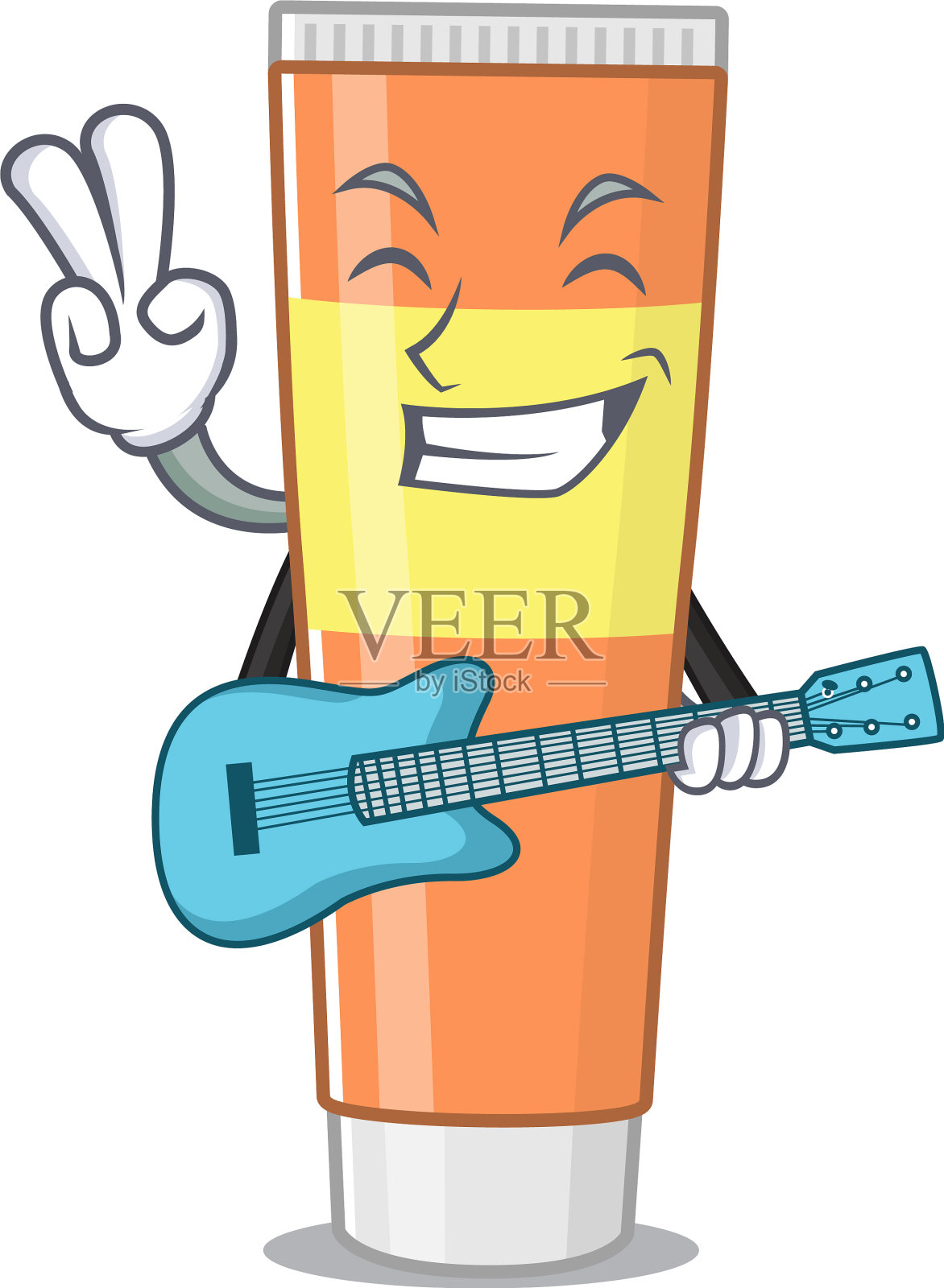 牙膏音乐家卡通设计弹吉他设计元素图片
