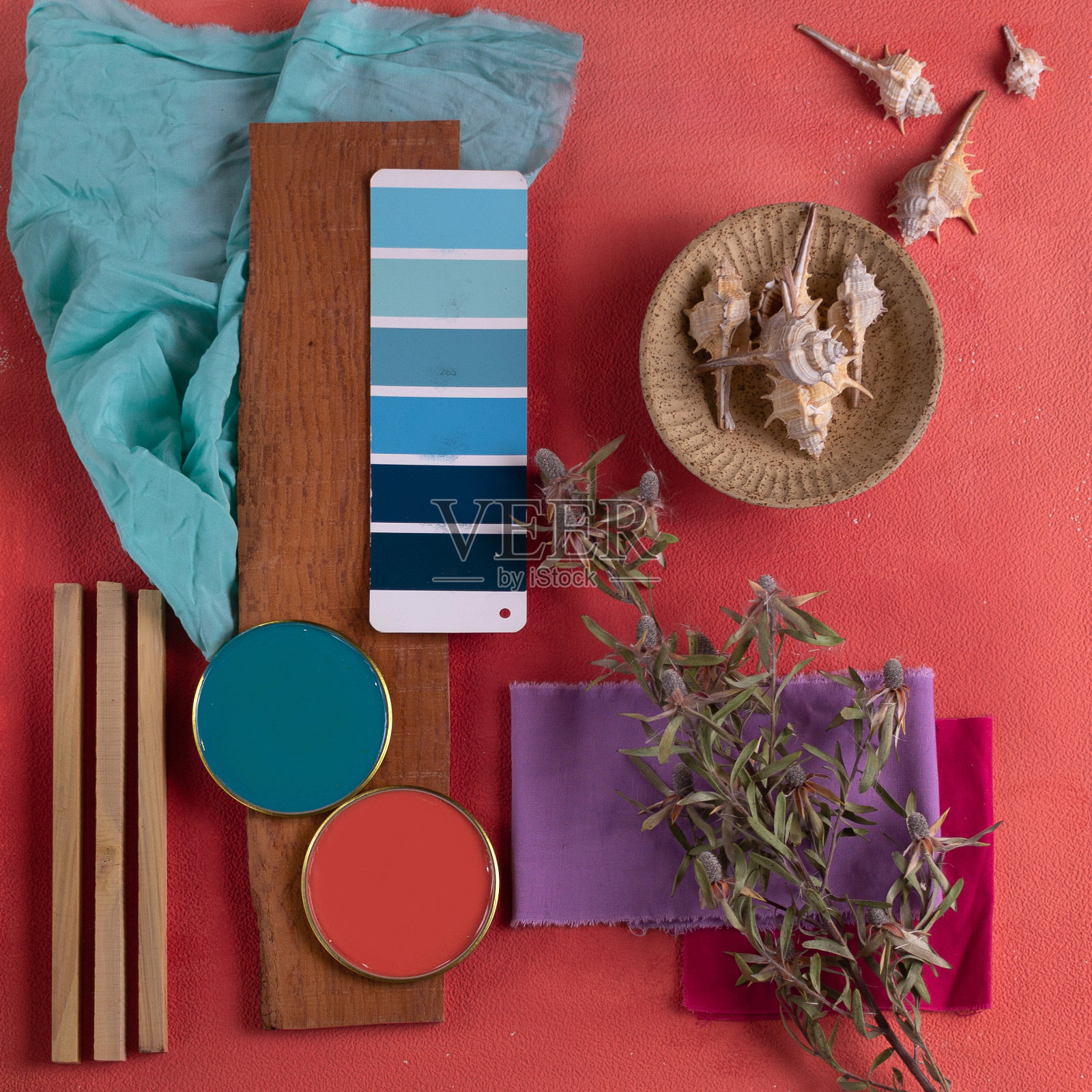 情绪板调色板用于室内设计和装饰照片摄影图片