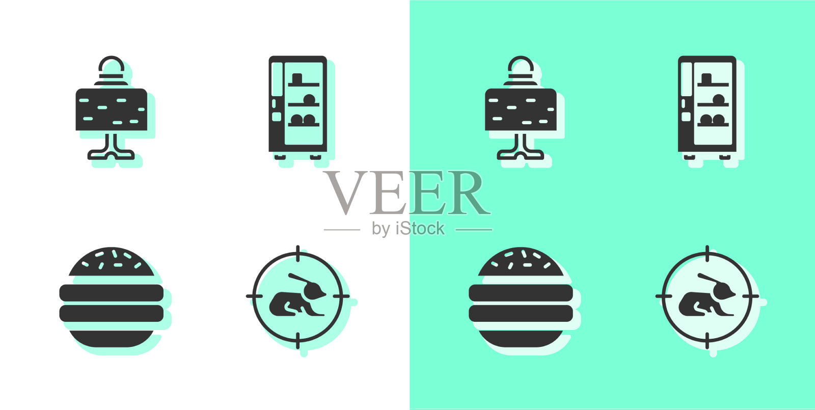 设定狩猎兔子与十字准星魔术球图标素材