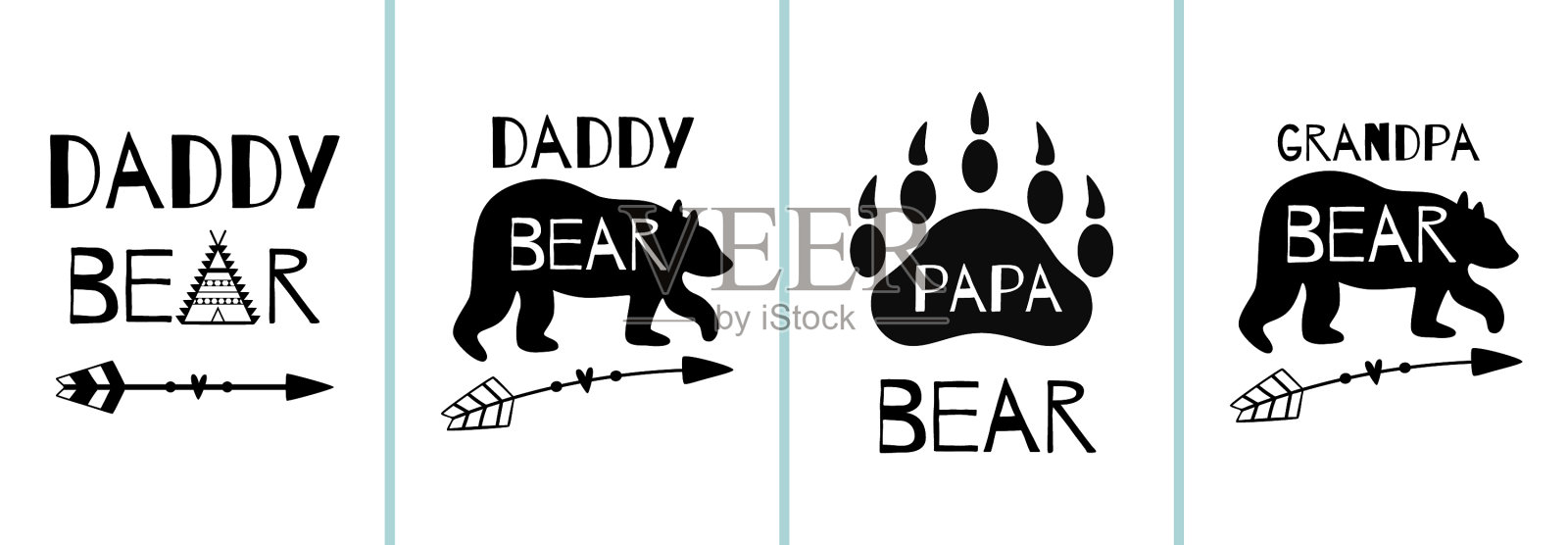 熊爸爸卡片和父亲节海报图标素材