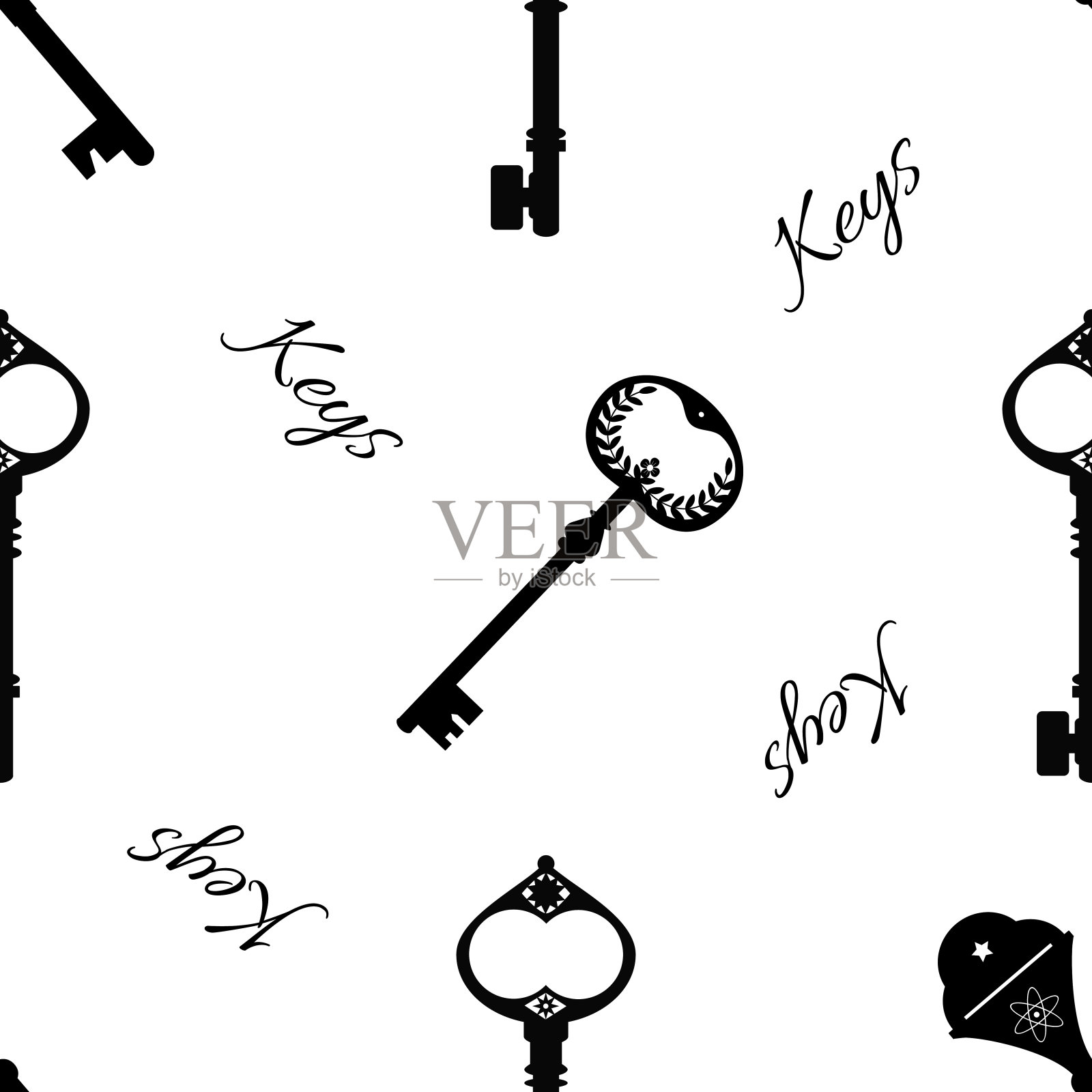 矢量图形无缝模式与关键轮廓-02插画图片素材