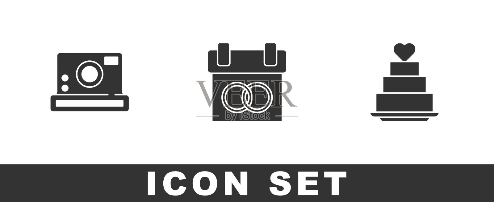 集摄影日历和婚礼蛋糕于一体图标素材