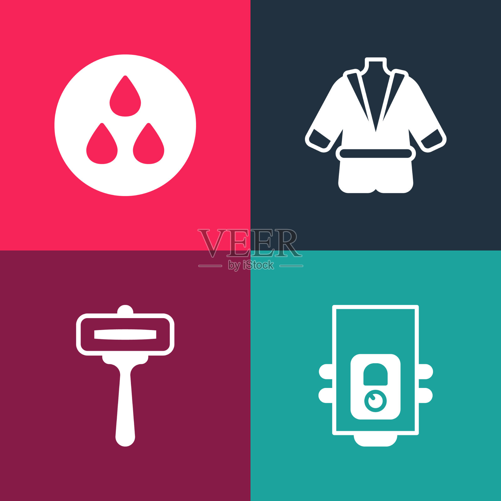 套波普艺术燃气锅炉刮胡刀浴袍图标素材